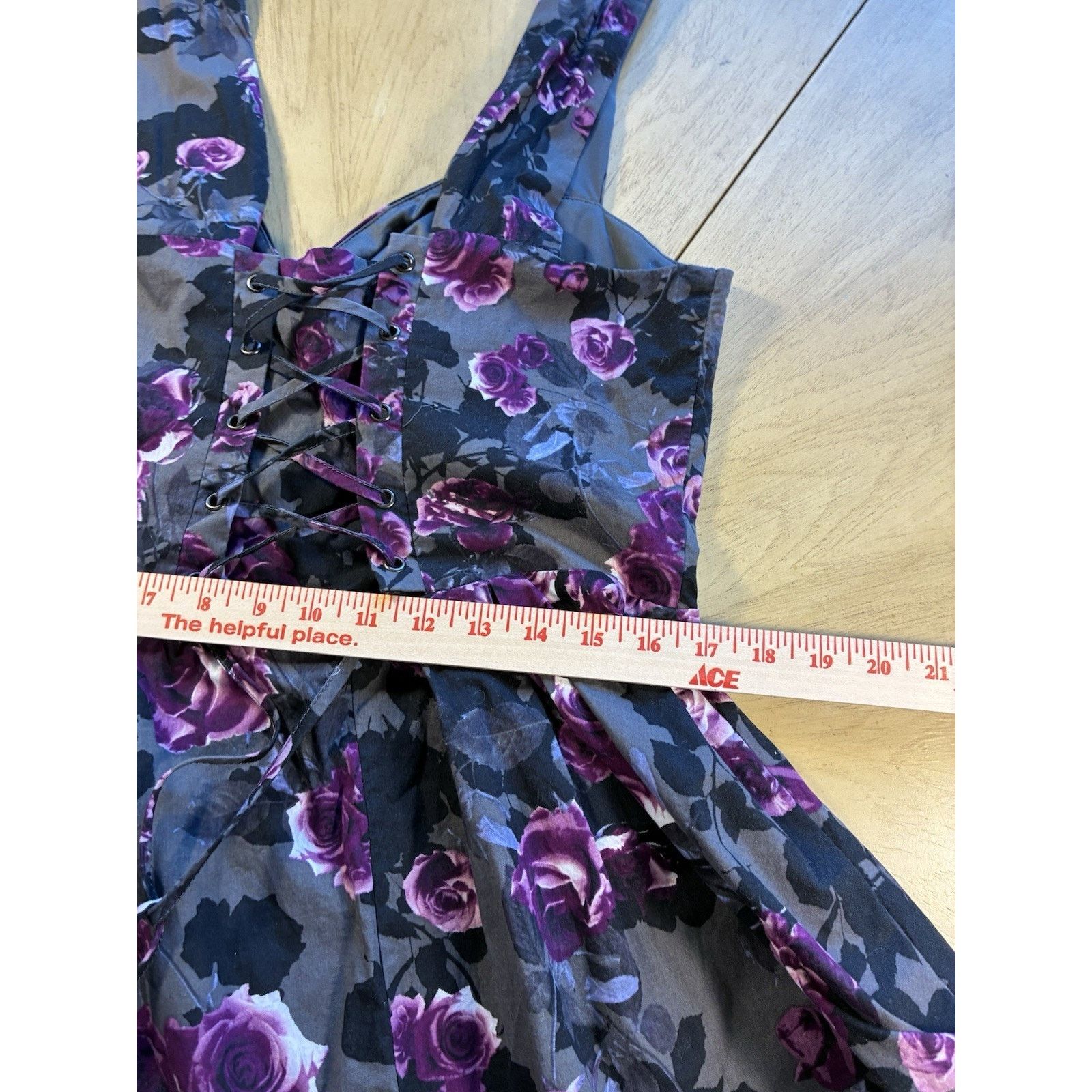 Hot Topic Hot Topic Y2K Purple Roses Fit Flare Mini Dress 2XLTie Back Size XXL / US 16-18 / IT 52-54 - 8 Thumbnail