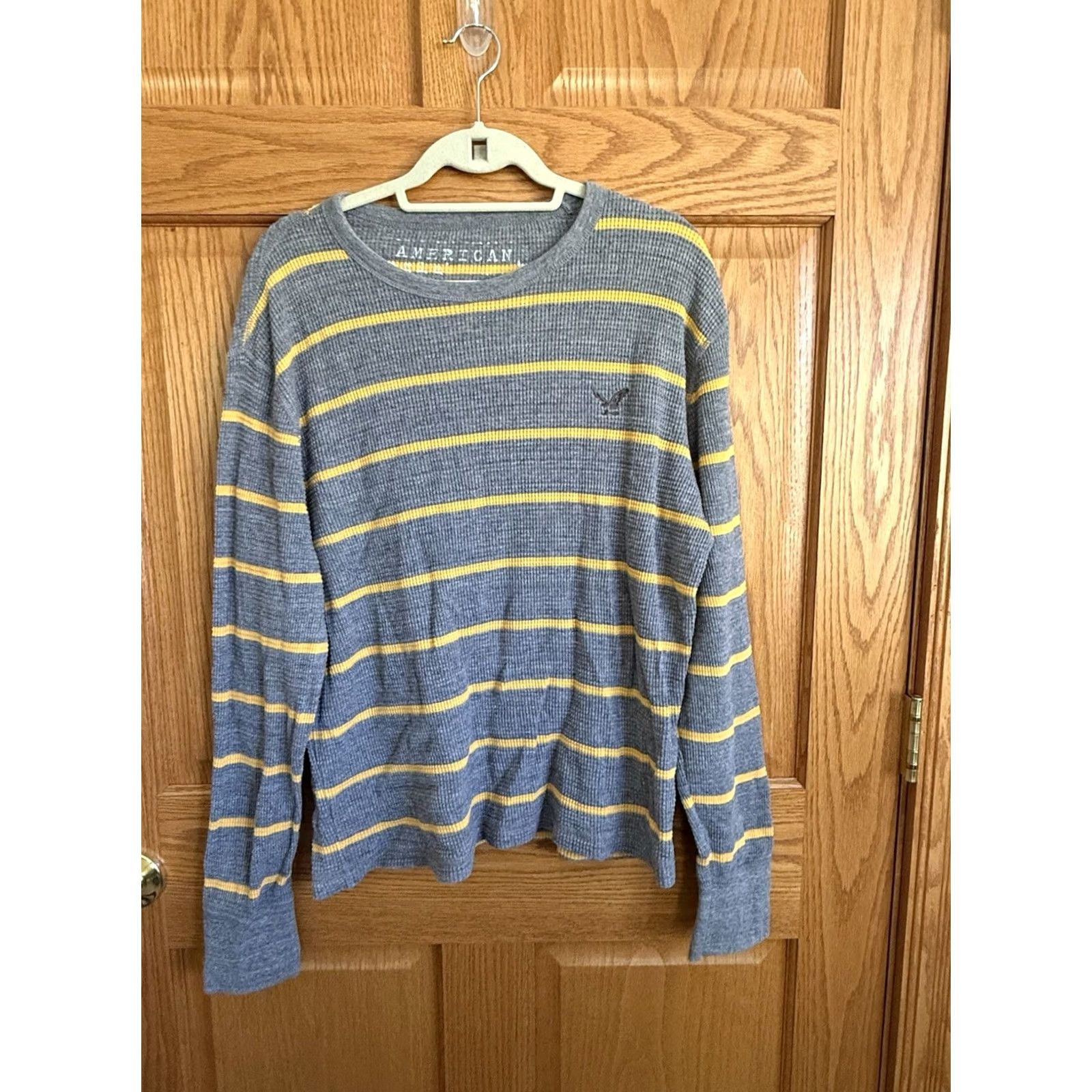 American Eagle Outfitters American Eagle Mens Vintage Thermal Henley Long Sleeve Large Gray/Yellow Preppy Size US L / EU 52-54 / 3 - 2 Thumbnail