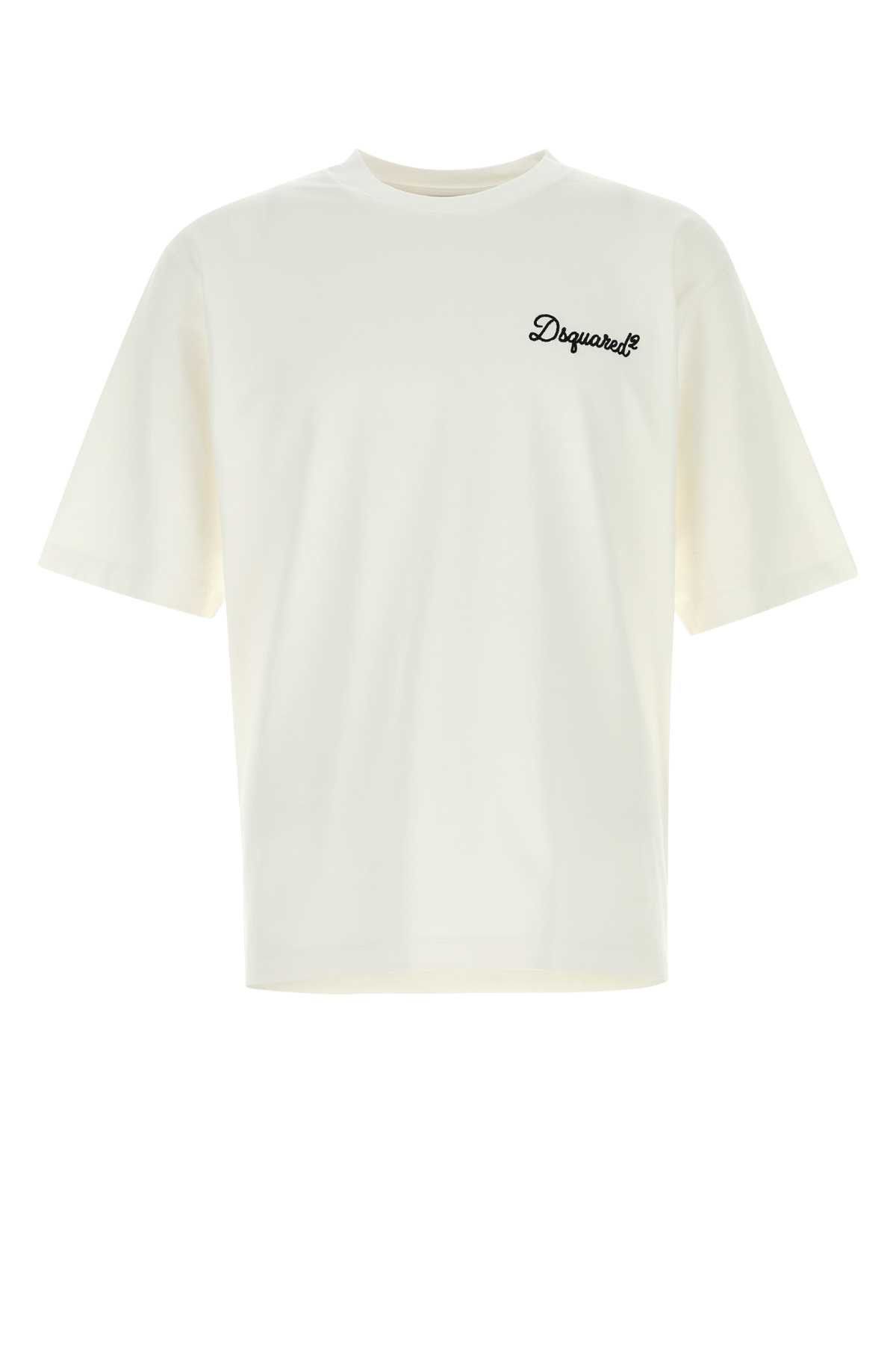 Dsquared2 White Cotton T-Shirt Size US M / EU 48-50 / 2 - 1 Thumbnail