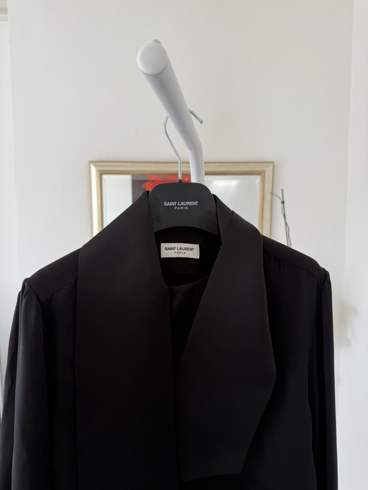 Saint Laurent Paris FW23 Saint Laurent Silk Lavalliere-Neck Shirt Noir Size US S / EU 44-46 / 1 - 5 Thumbnail