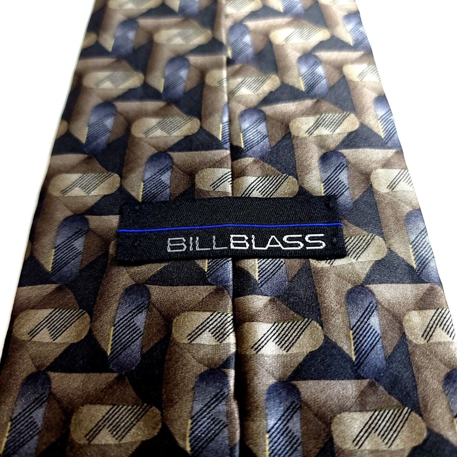 Bill Blass Bill Blass Tan Blue Beige Geometric Abstract Print Short Wid Size ONE SIZE - 3 Thumbnail