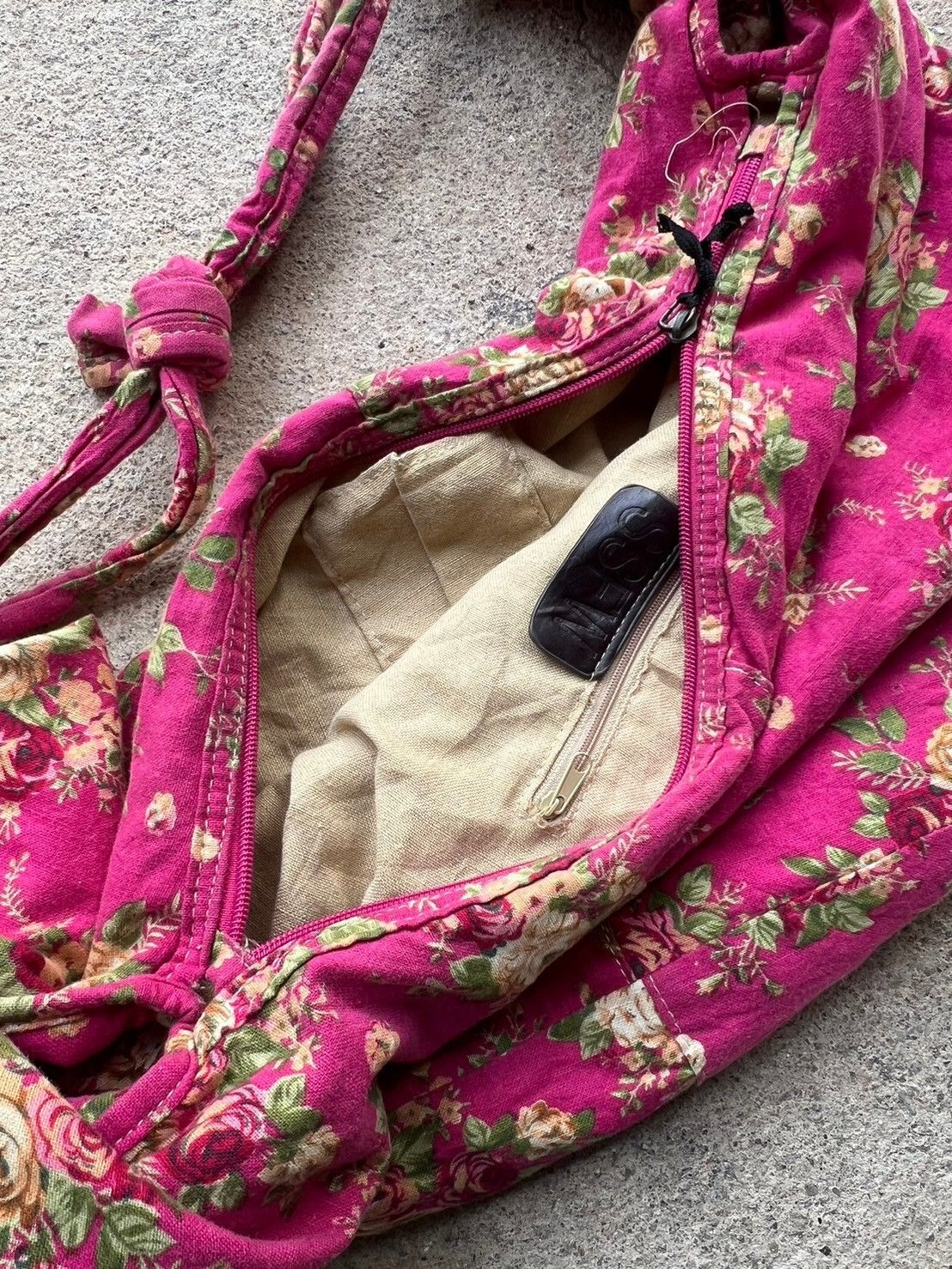 Vintage 🌸 Tsuno Pink Flower Crossbody / Tote Bag Size ONE SIZE - 4 Thumbnail