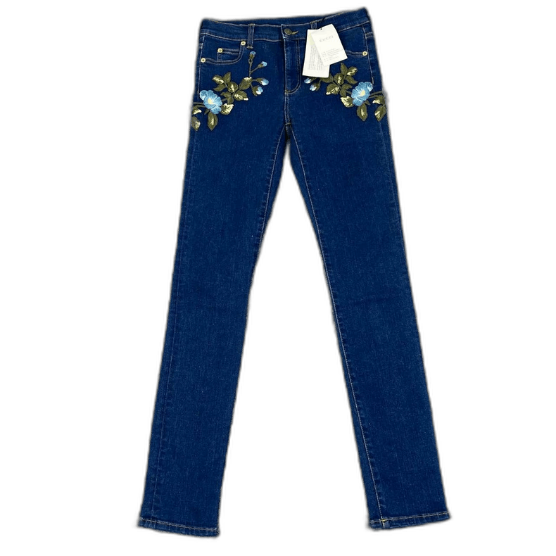 Gucci Gucci Floral Embroidered Denim Pants Size 26-2505 Size 26" / US 2 / IT 38 - 1 Thumbnail