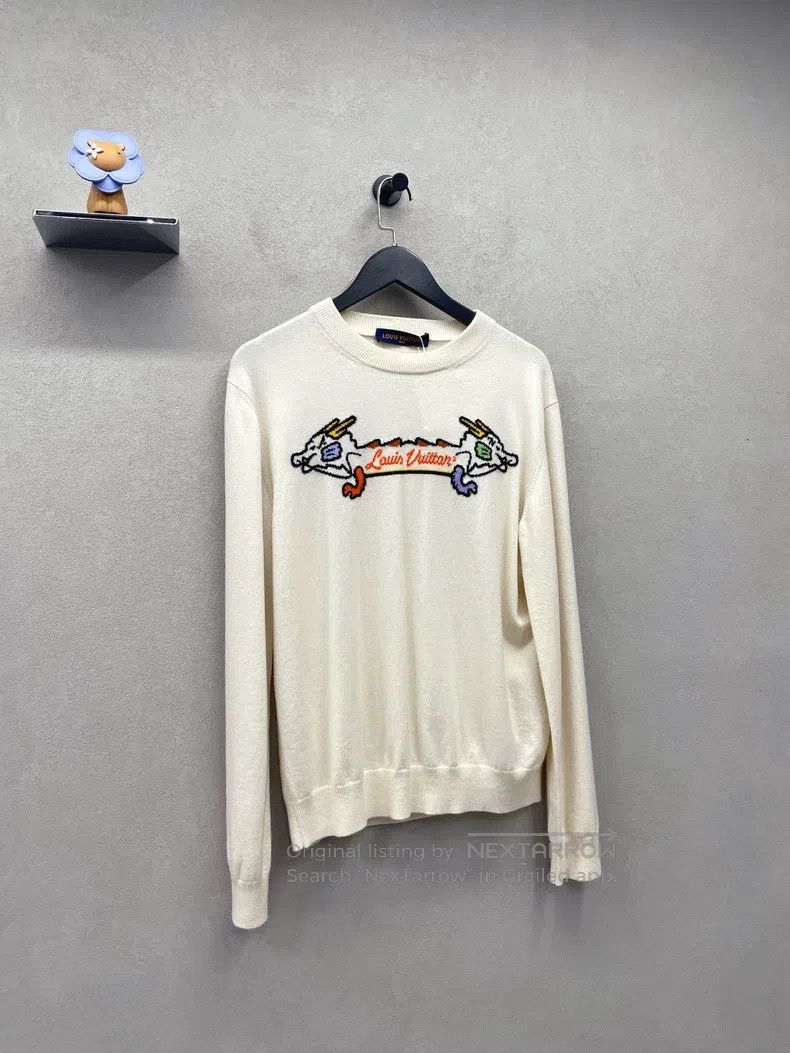 Louis Vuitton Louis Vuitton Nigo2 Signature Beige Double Dragon Knit Swe Size US M / EU 48-50 / 2 - 2 Thumbnail