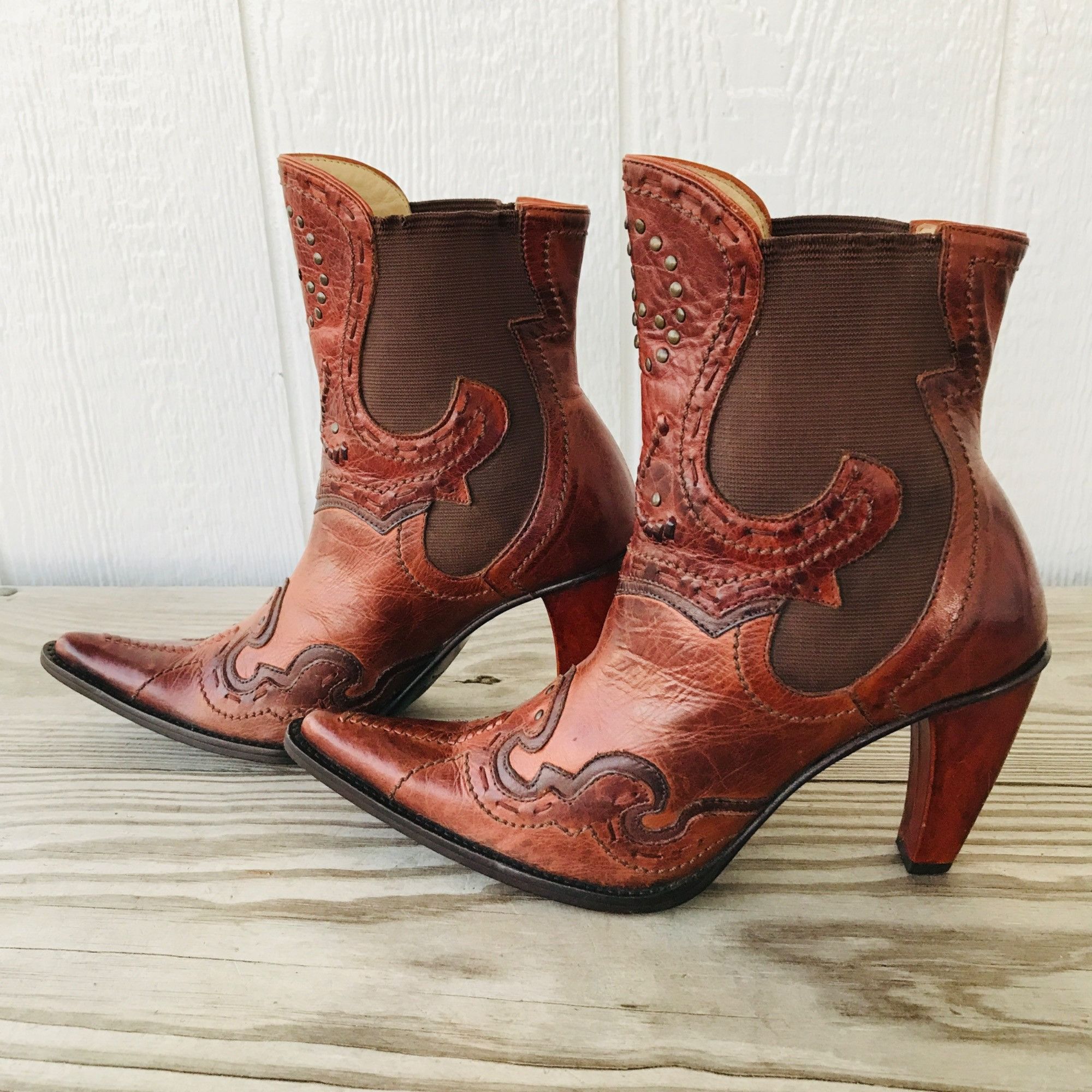 Women's Classic Cowboy Boots - Block High Heel (7cm), Microfiber, Sizes EU 34-45