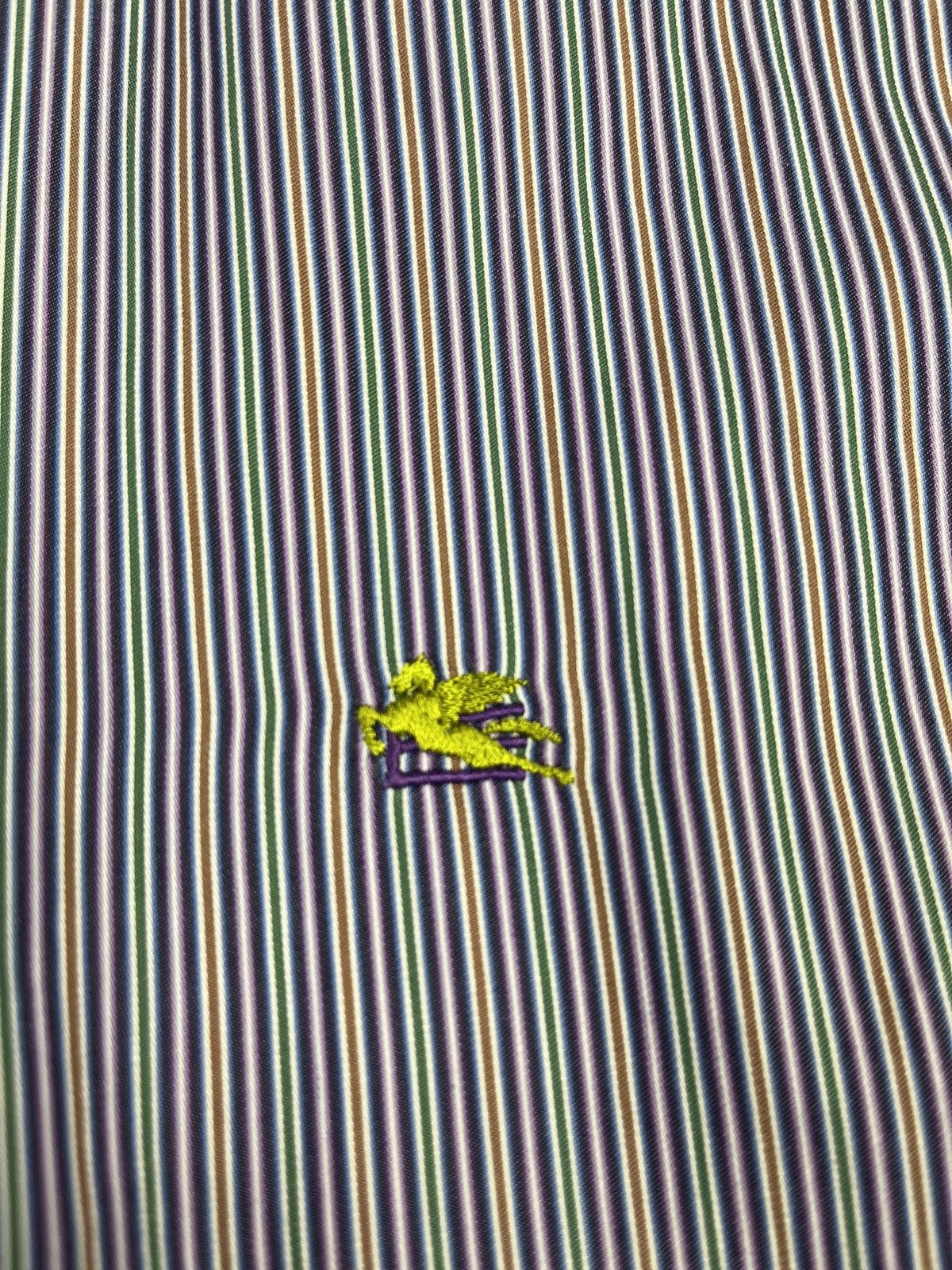 Etro Etro Milano Striped Shirt Multicolor Cotton Pegasus Logo Size US L / EU 52-54 / 3 - 5 Thumbnail