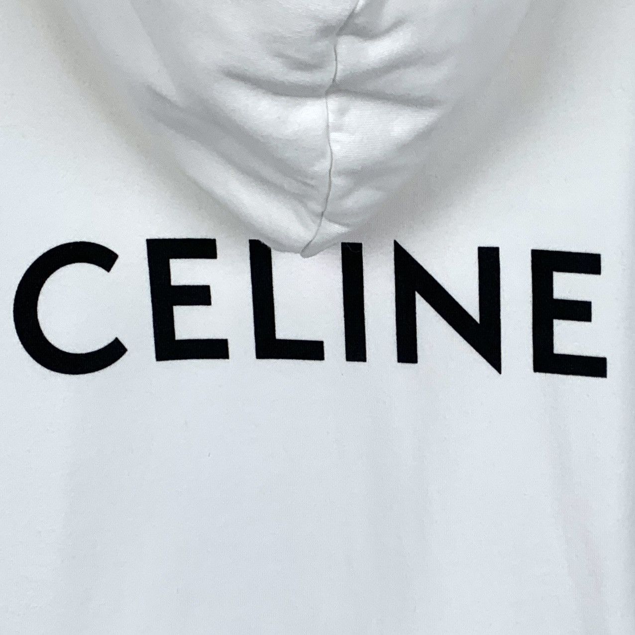 Celine Celine White Logo Printed Cotton Hooded Zip-Up Jacket K26WX Size L / US 10 / IT 46 - 5 Thumbnail
