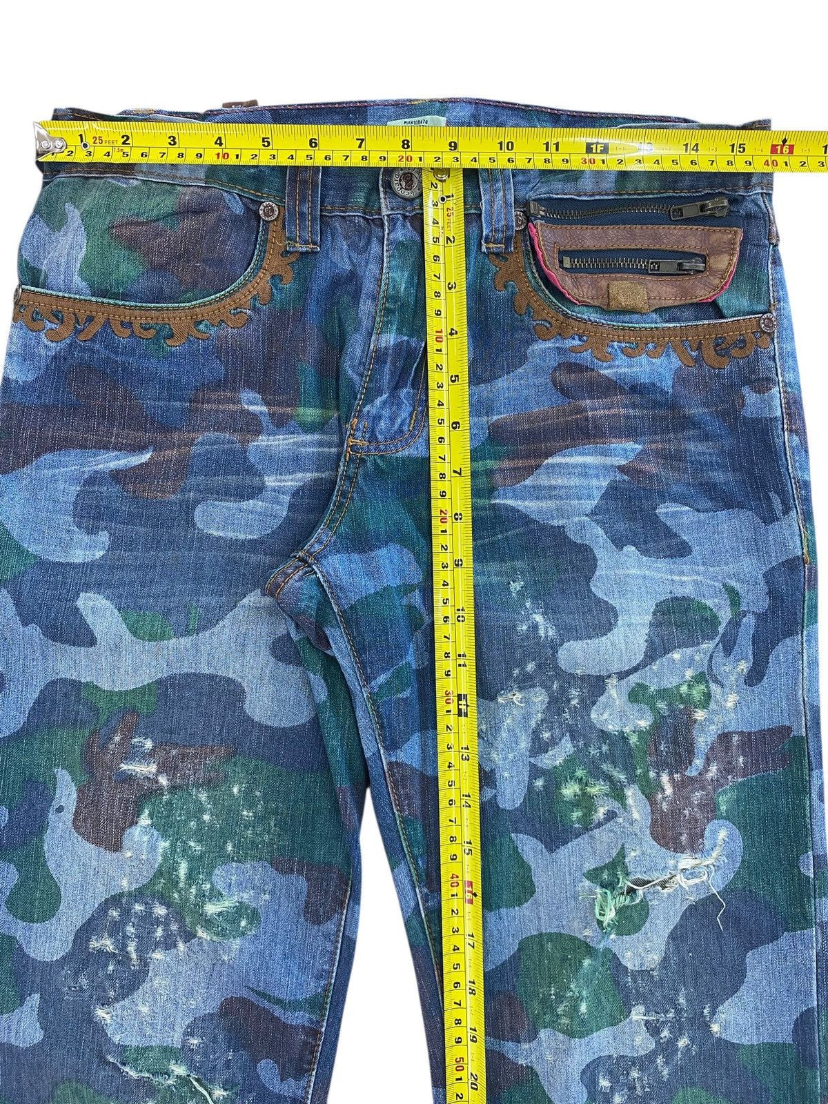 Japanese Brand Crazy Leopard Blue Camouflage Pattern Straight Cut Jeans Size US 32 / EU 48 - 6 Thumbnail