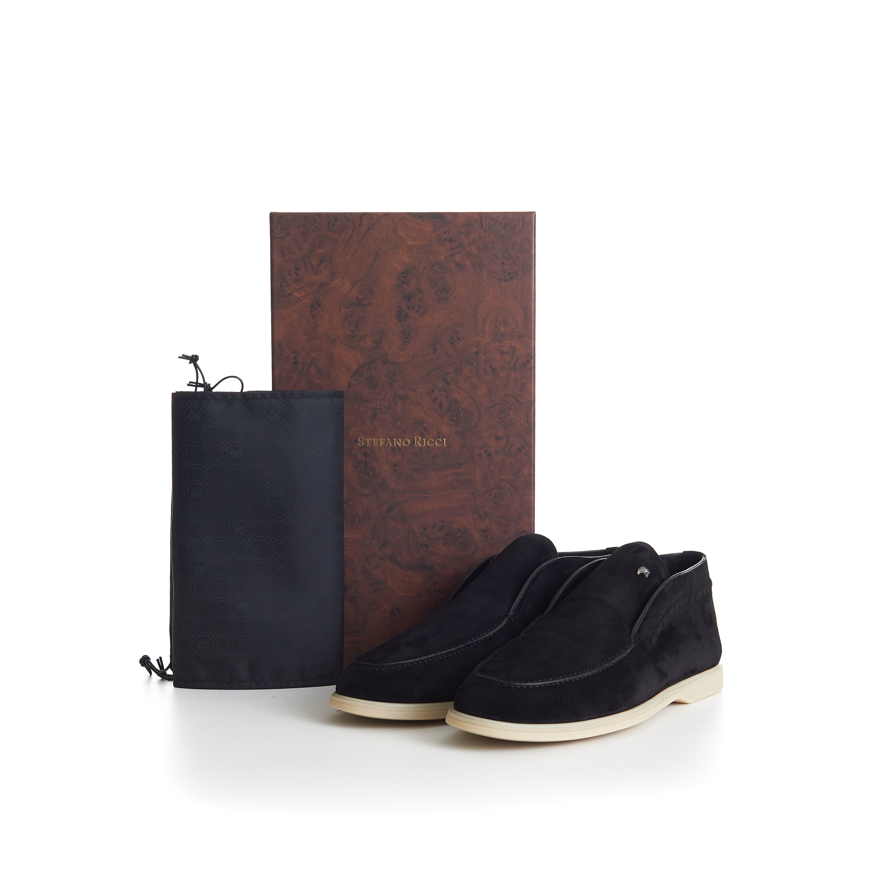 Stefano Ricci Black Suede Slip-On Ankle Boots - Eagle Head Application Size US 9.5 / EU 42-43 - 12 Thumbnail