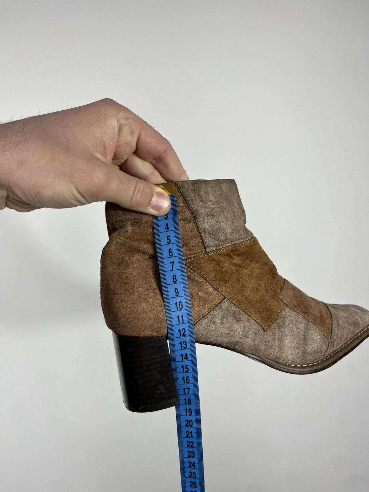 Other Patchwork Suede Ankle Boots EU 40 Block Heel Zip Square Toe Size US 9 / IT 39 - 10 Thumbnail