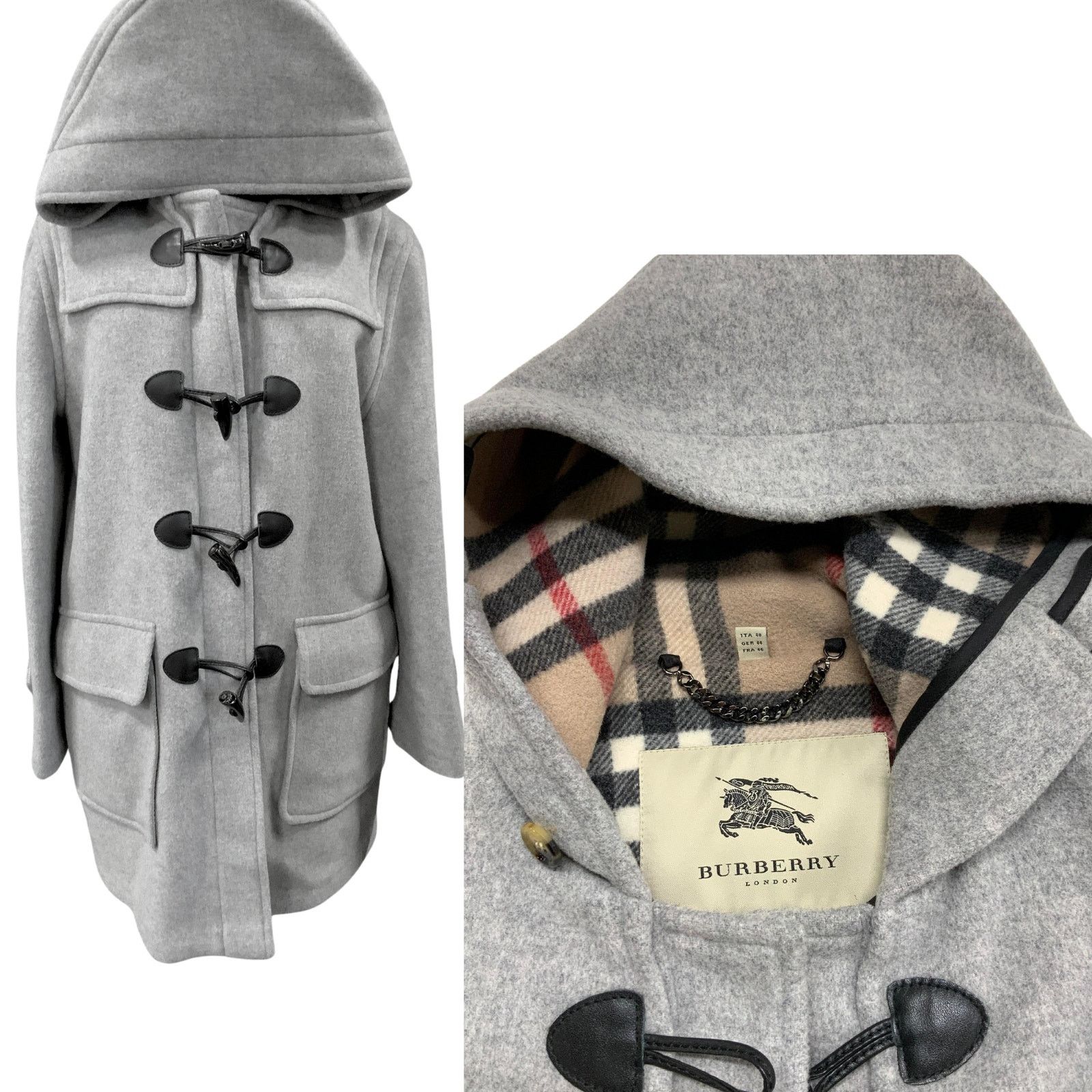 Burberry BURBERRY London Women's Gray Hooded Wool Duffle Coat Sz 14 Size XL / US 12-14 / IT 48-50 - 1 Thumbnail
