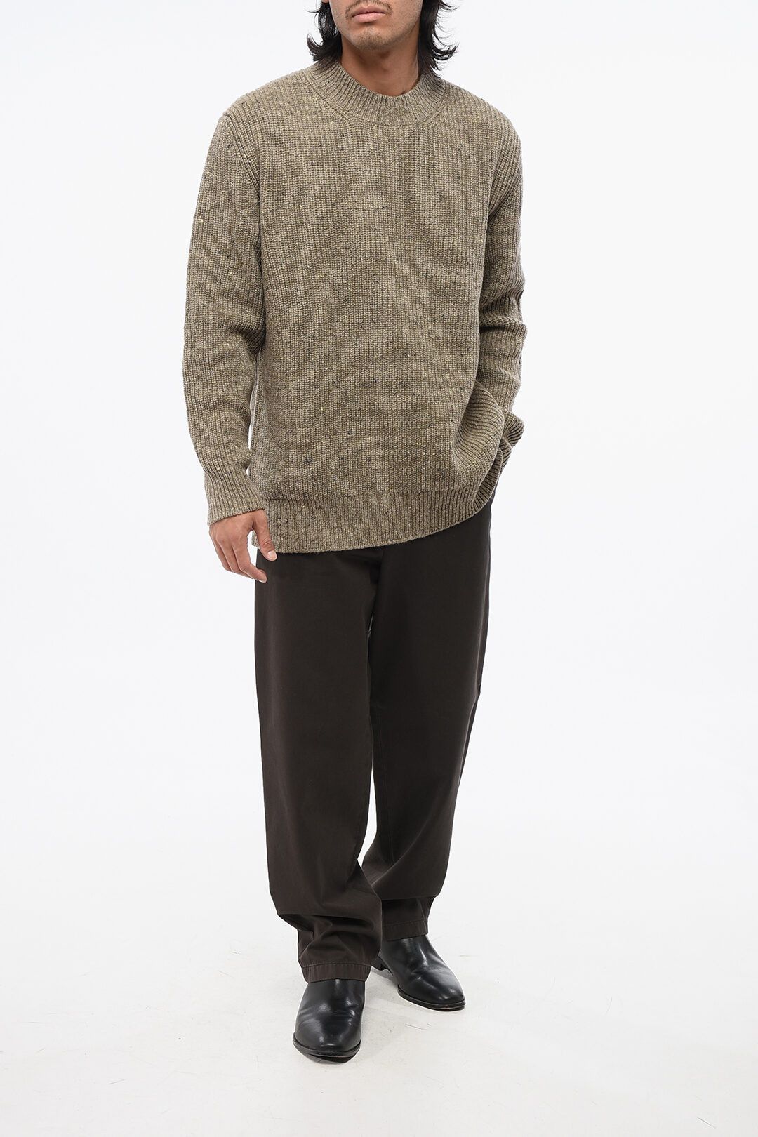 Maison Margiela og1mm0825 Wool Blend Crewneck Sweater in Dark Beige Size US S / EU 44-46 / 1 - 4 Thumbnail
