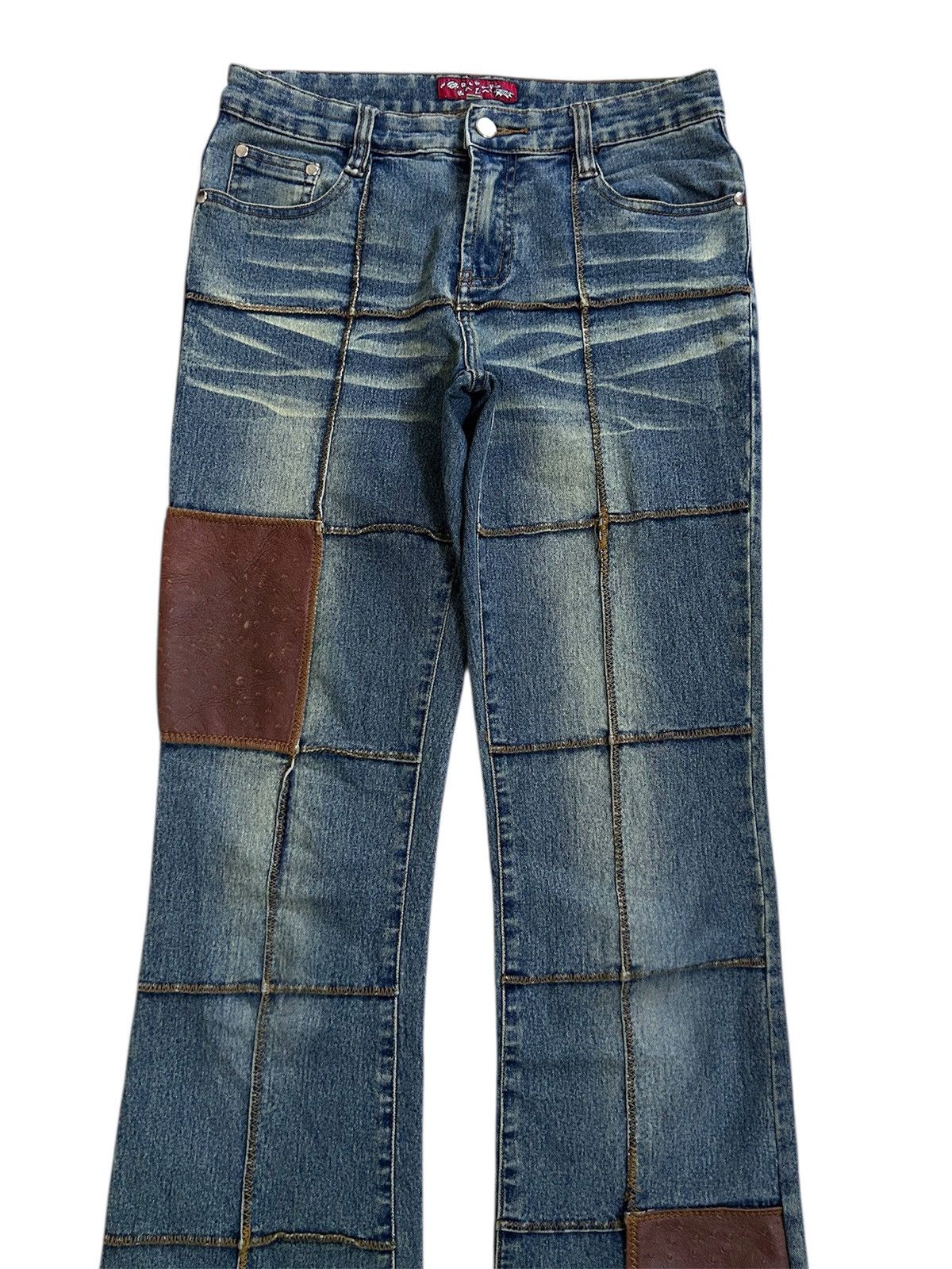 Japanese Brand × Vintage Vintage Japanese WORLD BAZAAR Patchwork Design Flare Jeans Size US 30 / EU 46 - 3 Thumbnail