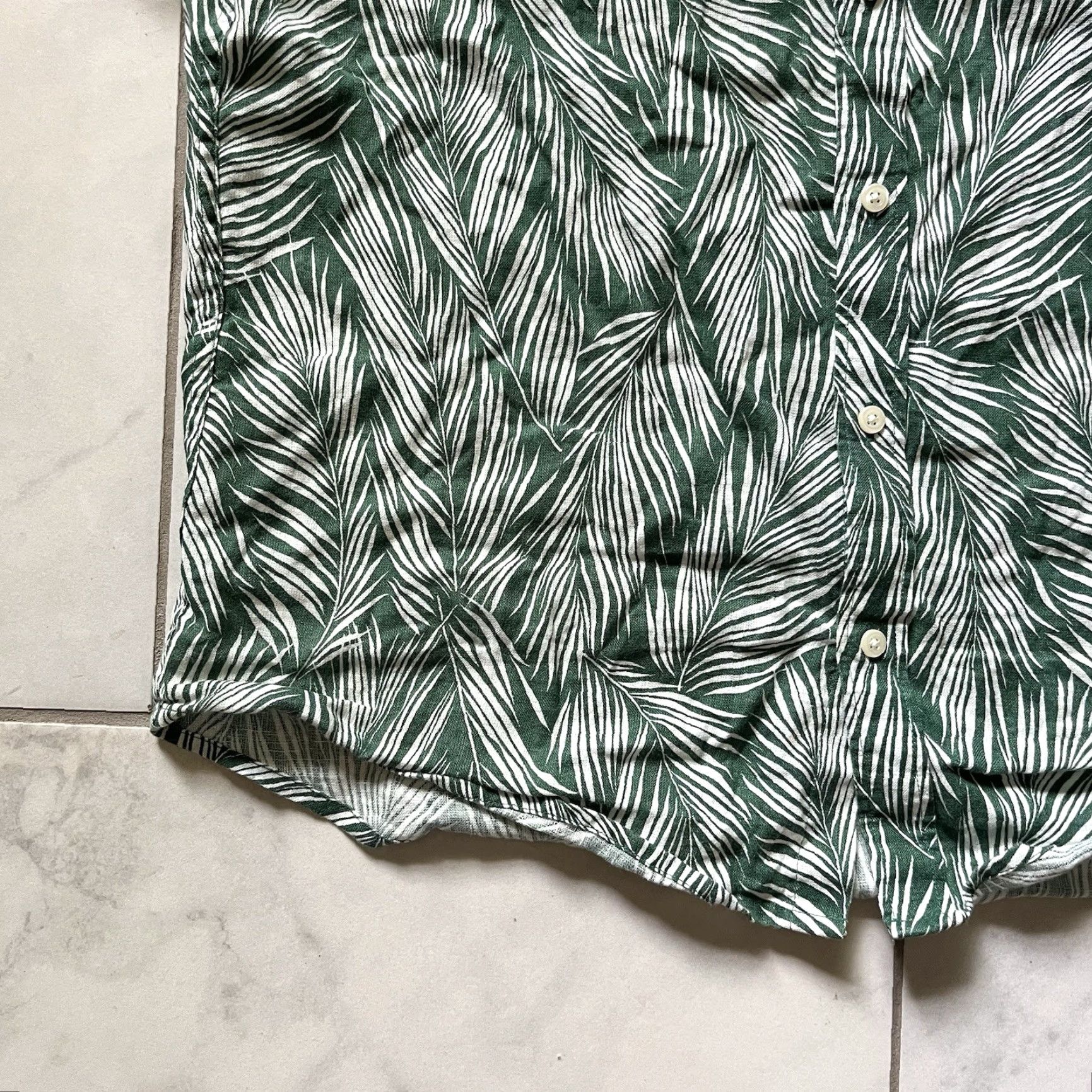 J.Crew J.CREW Linen Shirt Green Mens Button-Up Slim Fit Short Sleeve Large Spring Summer Casual Workwear Size US L / EU 52-54 / 3 - 6 Thumbnail