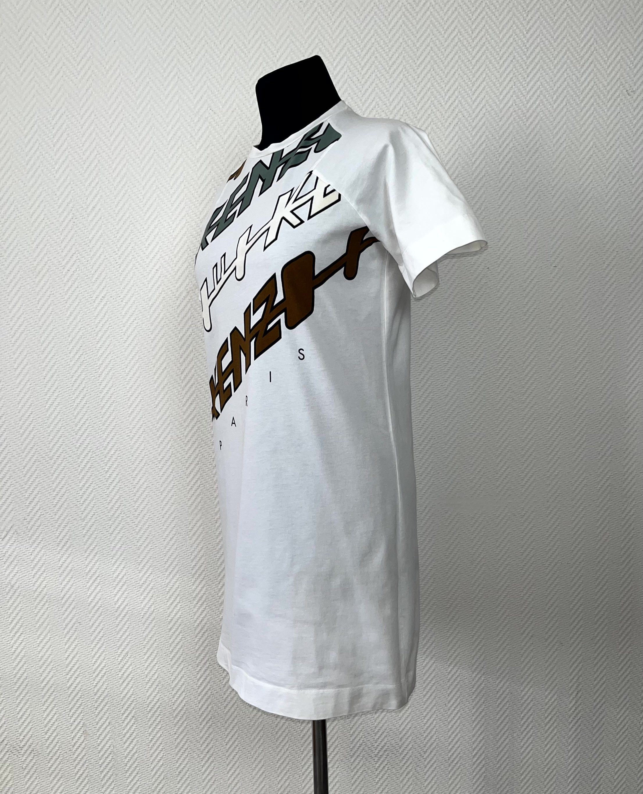 Kenzo Kenzo Paris Big Logo Longline Cotton White T-Shirt Size M Size M / US 6-8 / IT 42-44 - 11 Thumbnail