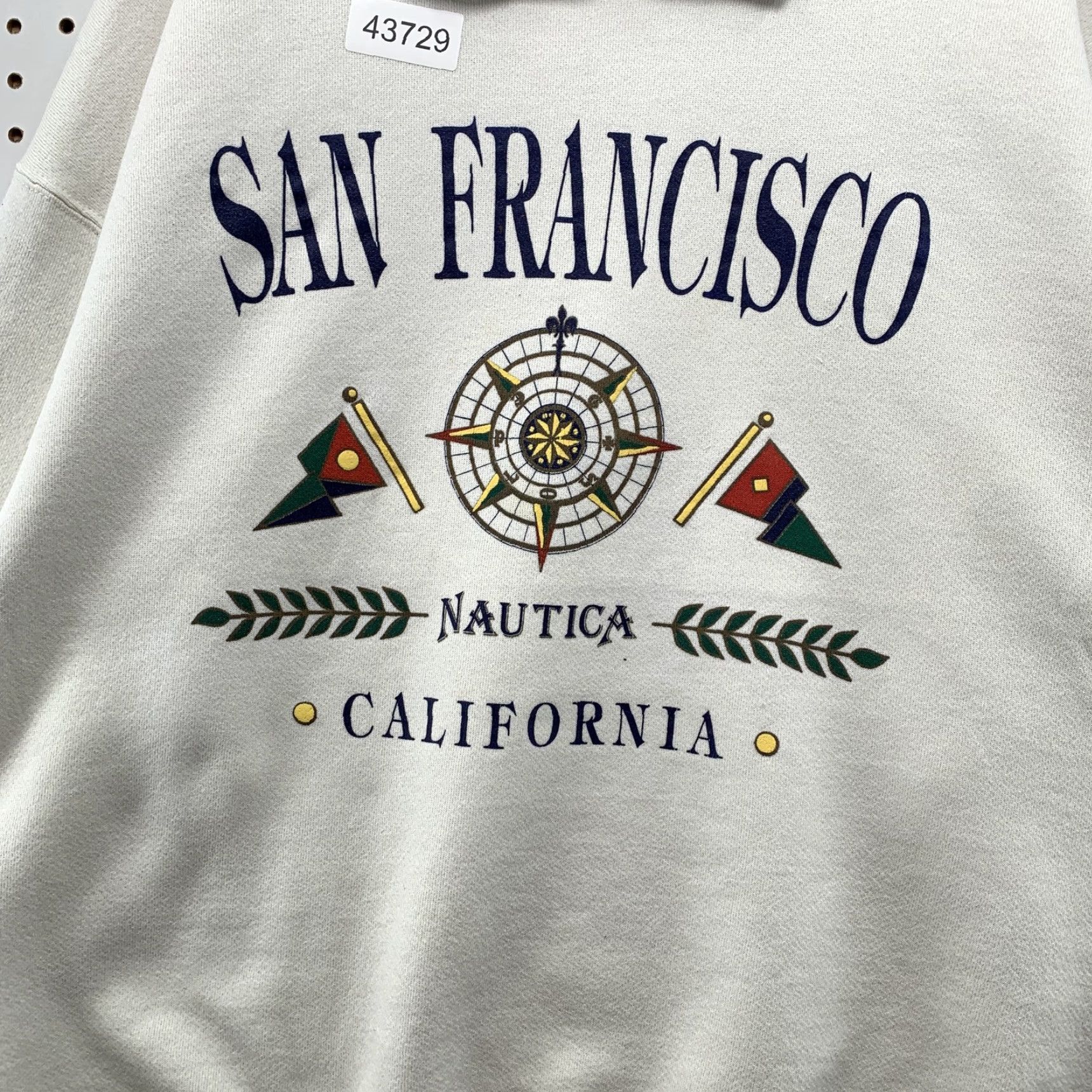 Delta VINTAGE Nautica California Sweatshirt Men XL White Collared USA 80s San Francisco Mountain? Size US XL / EU 56 / 4 - 6 Thumbnail