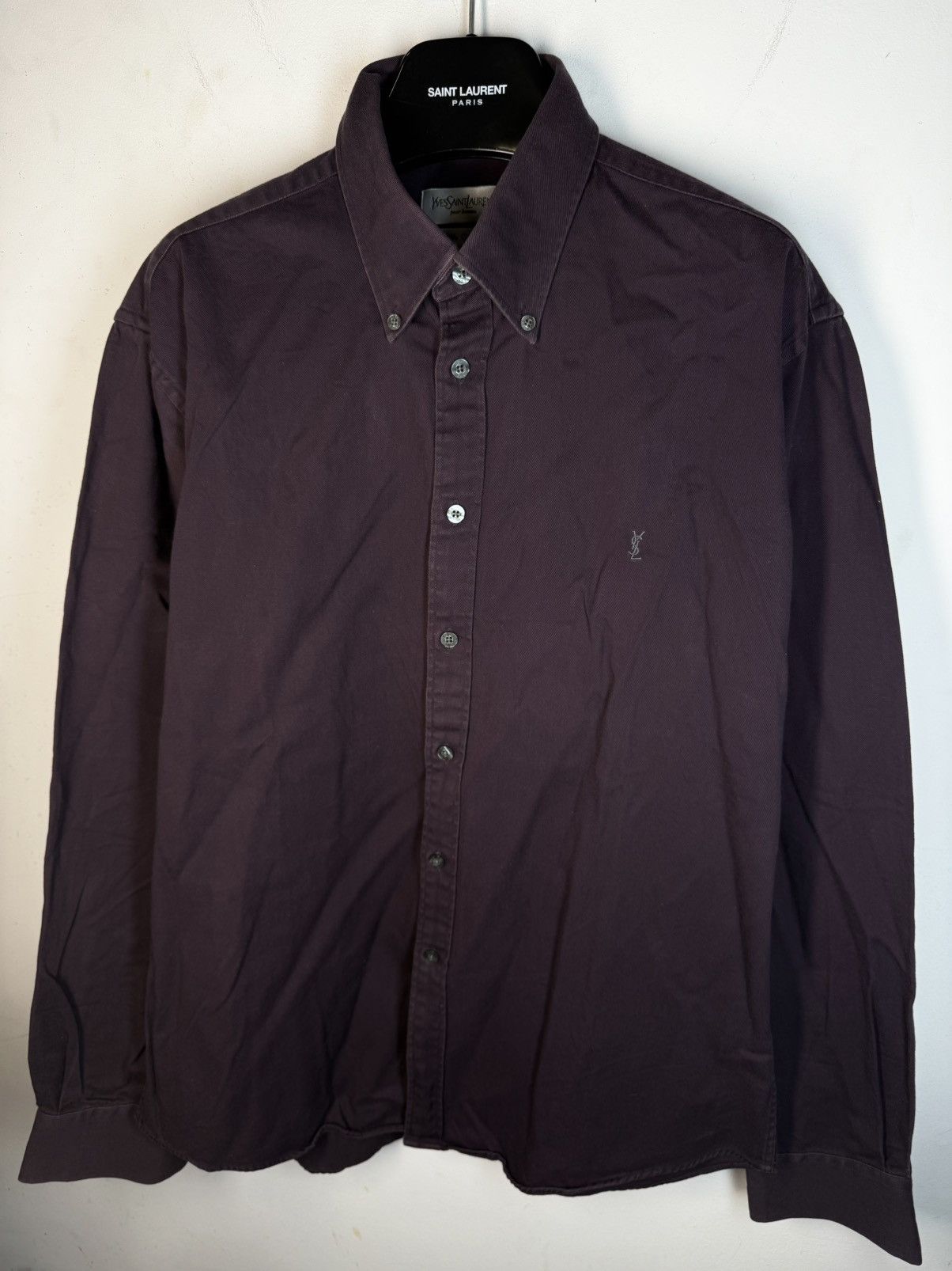 Yves Saint Laurent Heavy YSL Shirt Cotton Grey Size US L / EU 52-54 / 3 - 2 Thumbnail