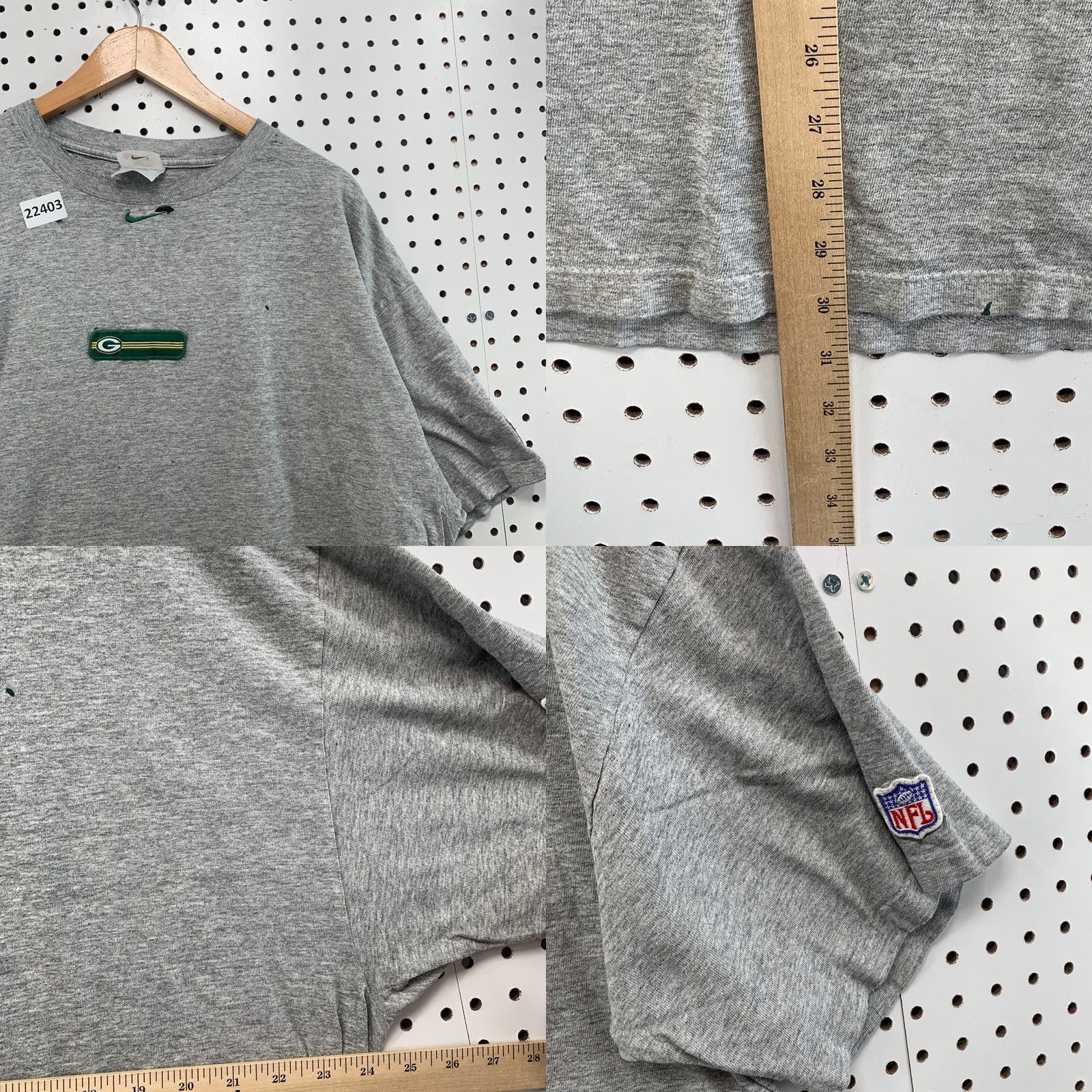Nike VINTAGE Nike Green Bay Packers Shirt XL Gray Center Swoosh Distressed 90s Size US XL / EU 56 / 4 - 9 Thumbnail