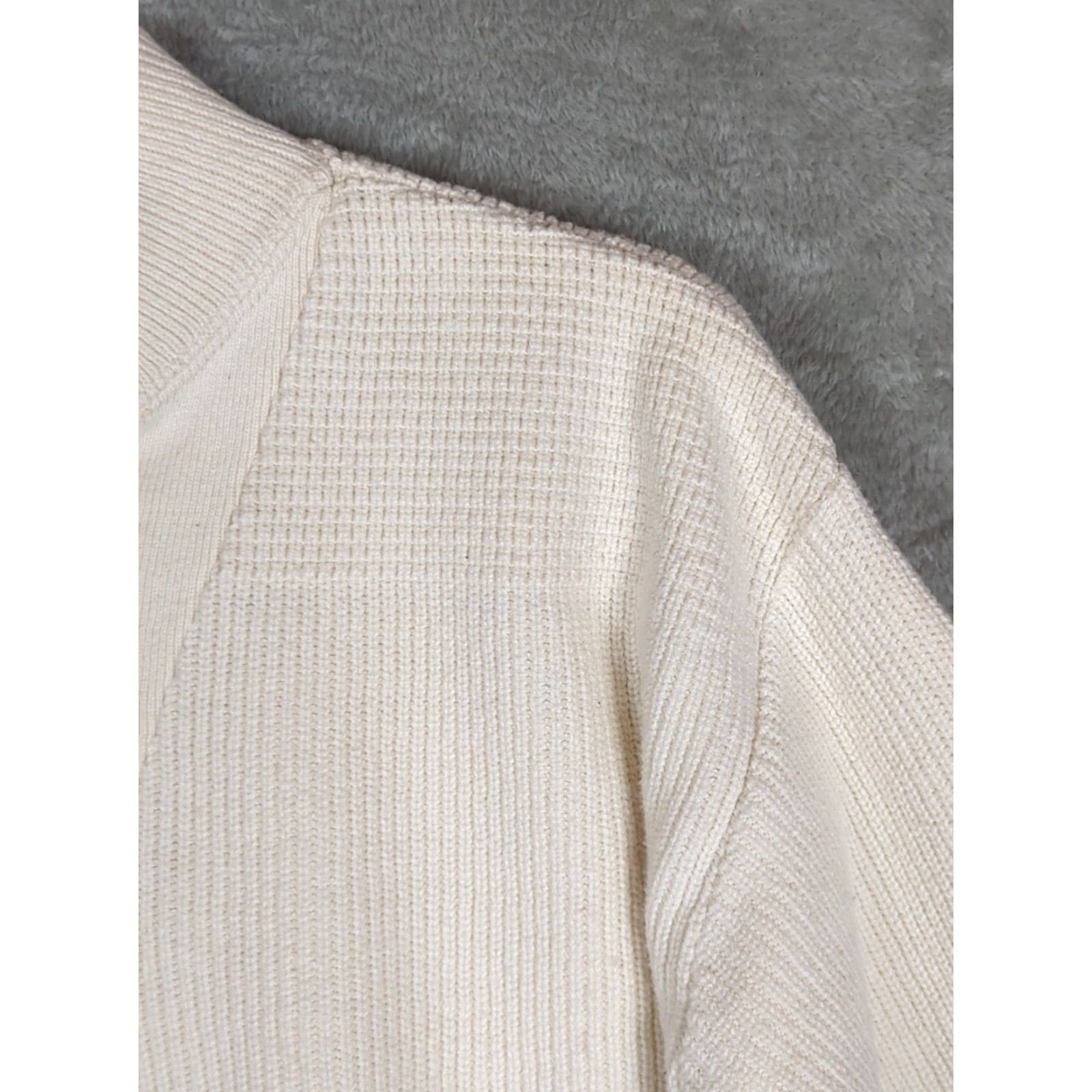 Vintage VINTAGE L.L. Bean Henley Sweater Shirt Mens Large Ivory L Heavyweight Chunky Knit 1/4 Button High Neck Size US L / EU 52-54 / 3 - 7 Thumbnail