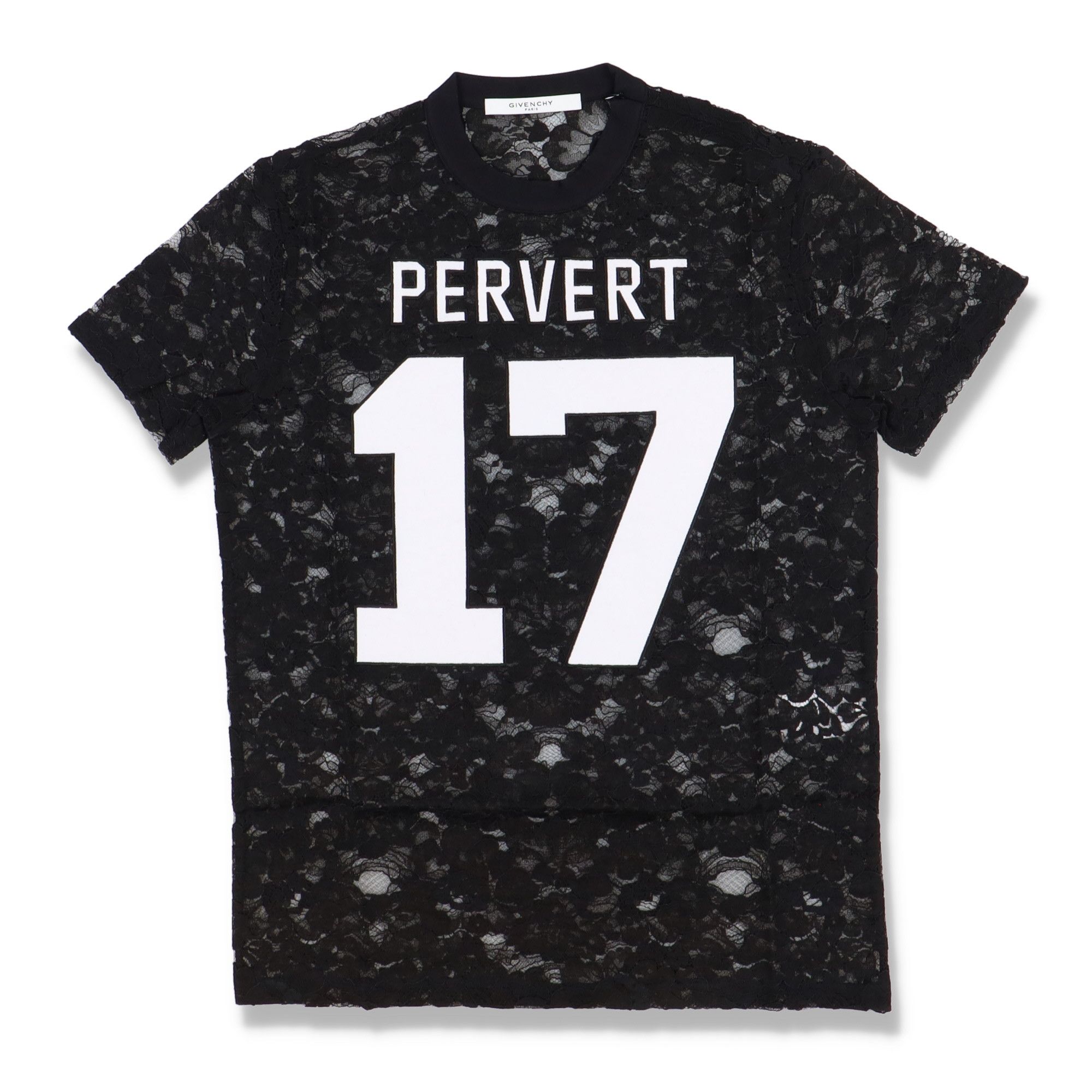 Givenchy Black Embroidered Pervert 17 Lace T-Shirt Size M / US 6-8 / IT 42-44 - 2 Thumbnail