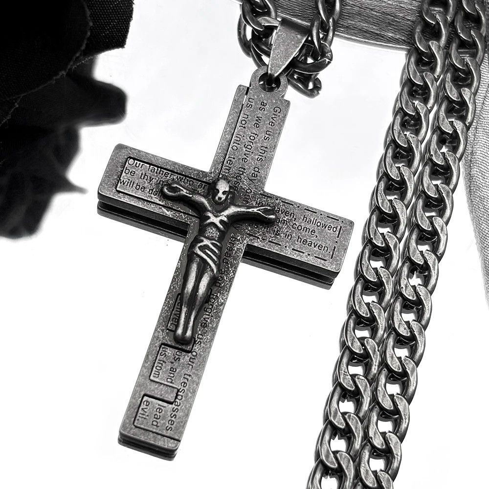 Jewelry Christian Jesus Cross Crucifix English Bible Pendant Size ONE SIZE - 1 Thumbnail