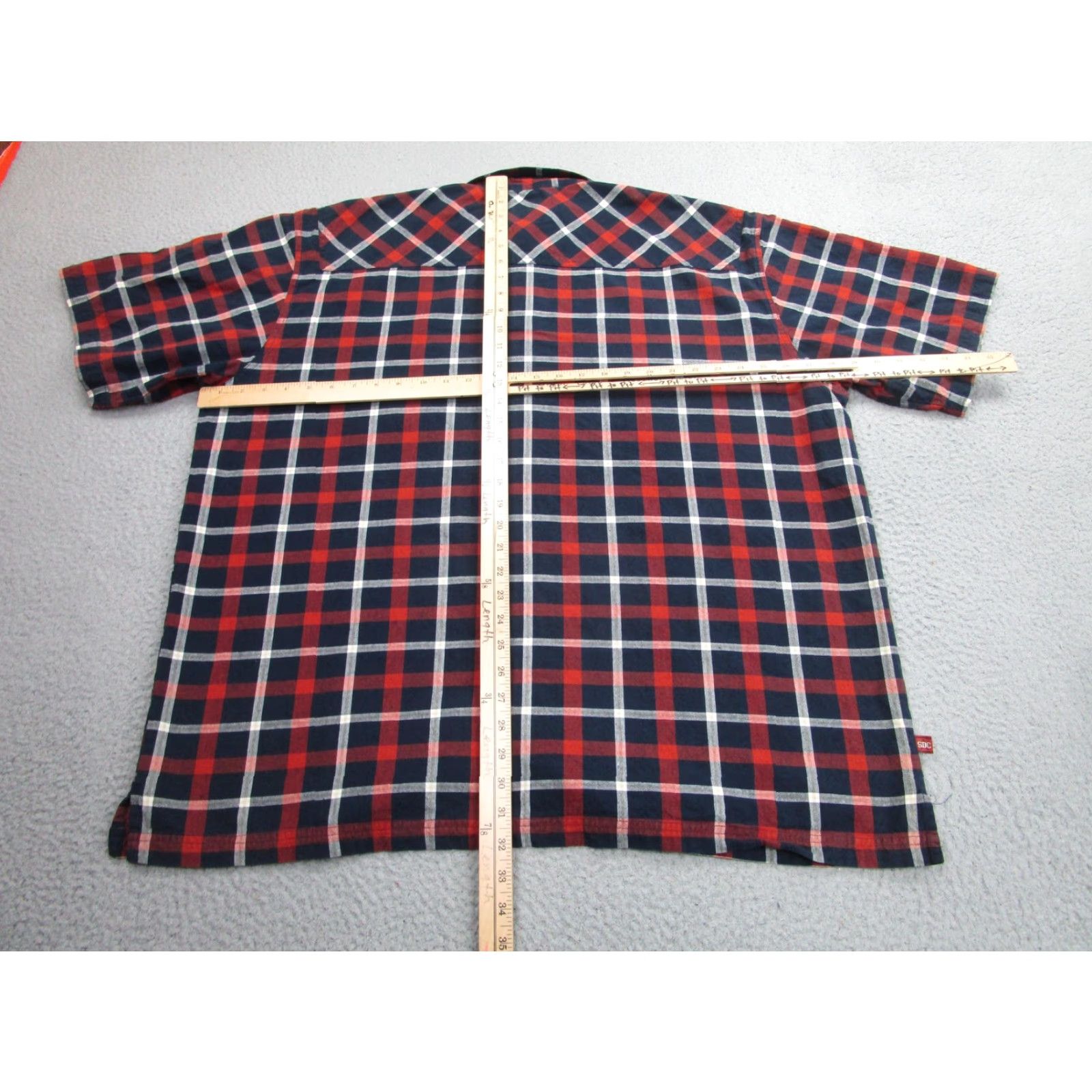 Vintage Snoop Dogg Shirt Mens 2XB Plaid Button Up Cotton Short Sleeve Embroidered SNOOP DOGG Navy Red Size US XXL / EU 58 / 5 - 7 Thumbnail