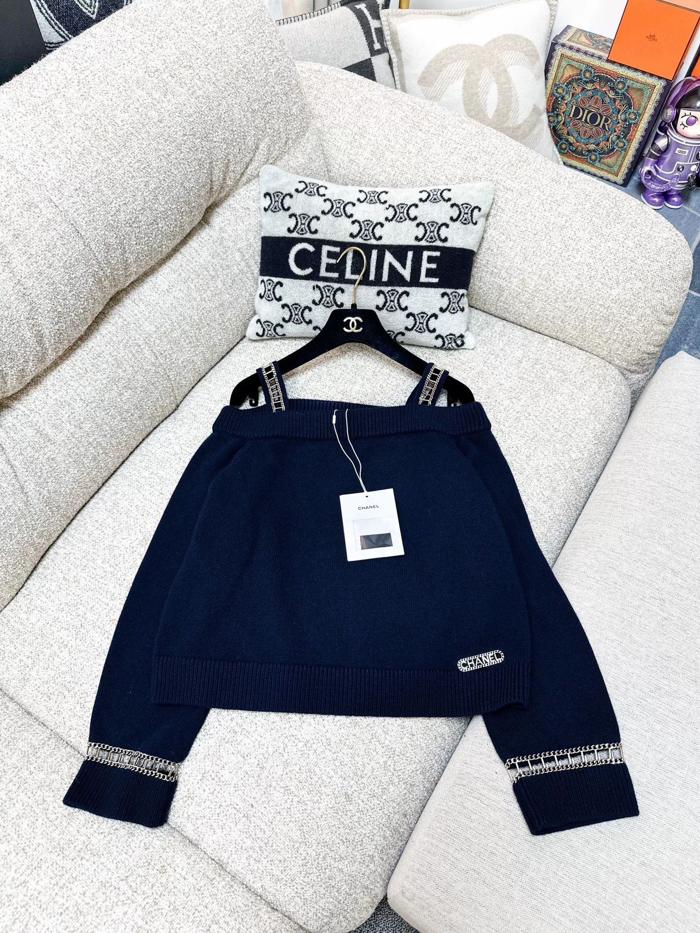 Chanel Chanel 20C Blue Knit Cold-Shoulder Top Size US M / EU 48-50 / 2 - 1 Thumbnail