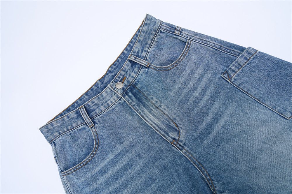 Jean American high street washed men's cleanfit loose jeans Size US 32 / EU 48 - 3 Thumbnail