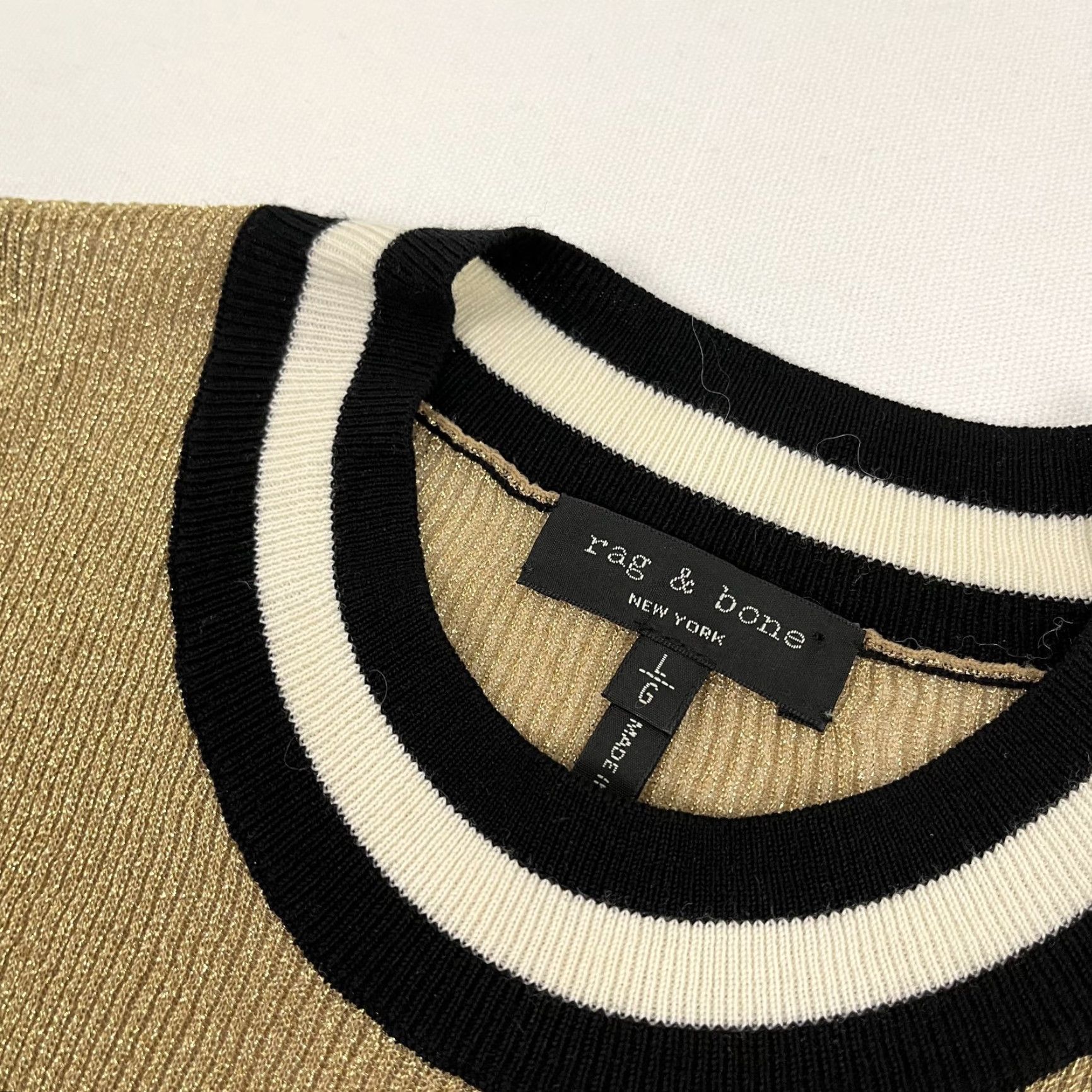 Rag & Bone Rag & Bone Priya Tank Top Shirt Women Large Gold Knit Sparkle Shimmer Wool Blend Size L / US 10 / IT 46 - 2 Thumbnail