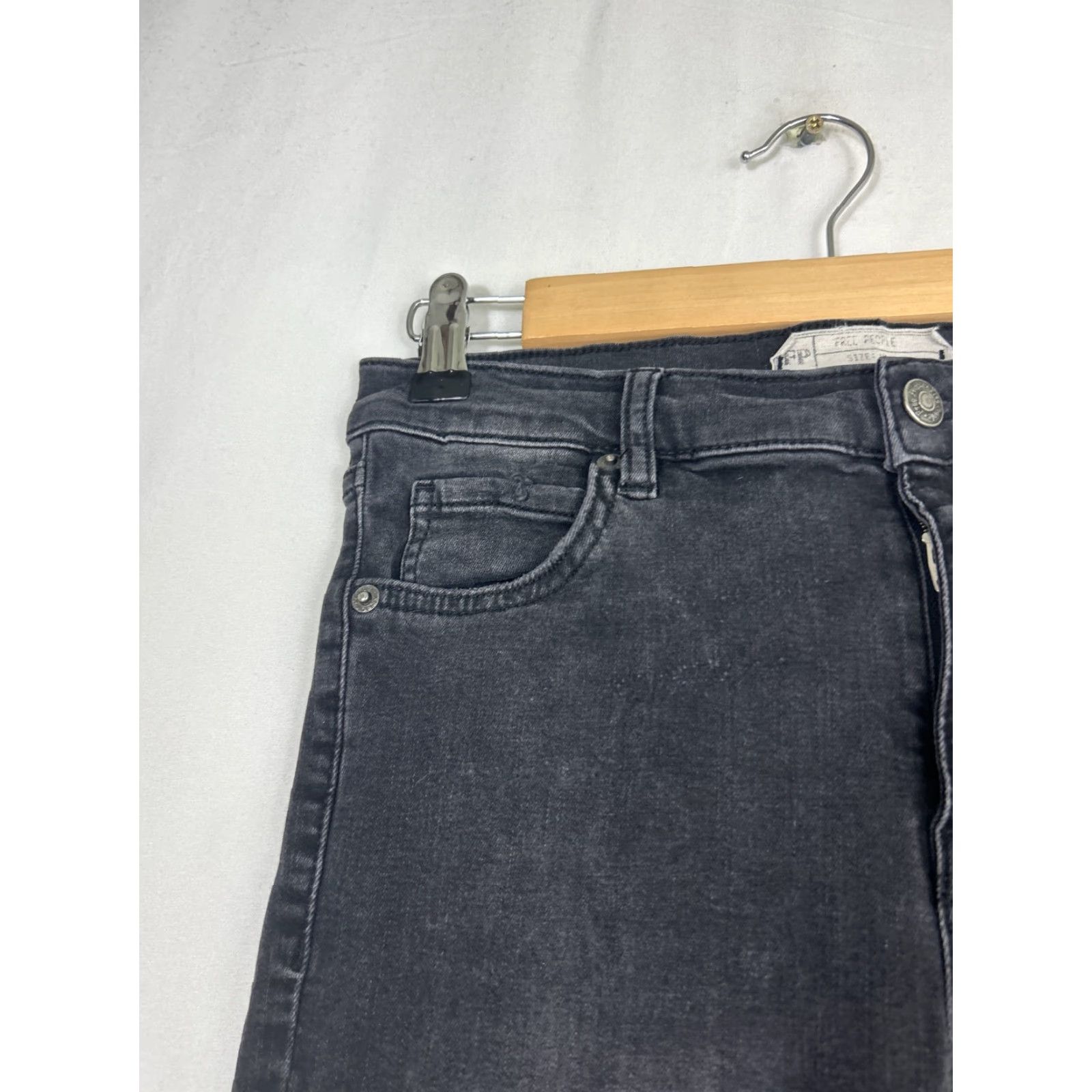Free People VINTAGE Free People Jeans Distressed Ankle 27x29 Black Denim Womens 27 29 Inseam Skinny Size 27" / US 4 / IT 40 - 6 Thumbnail