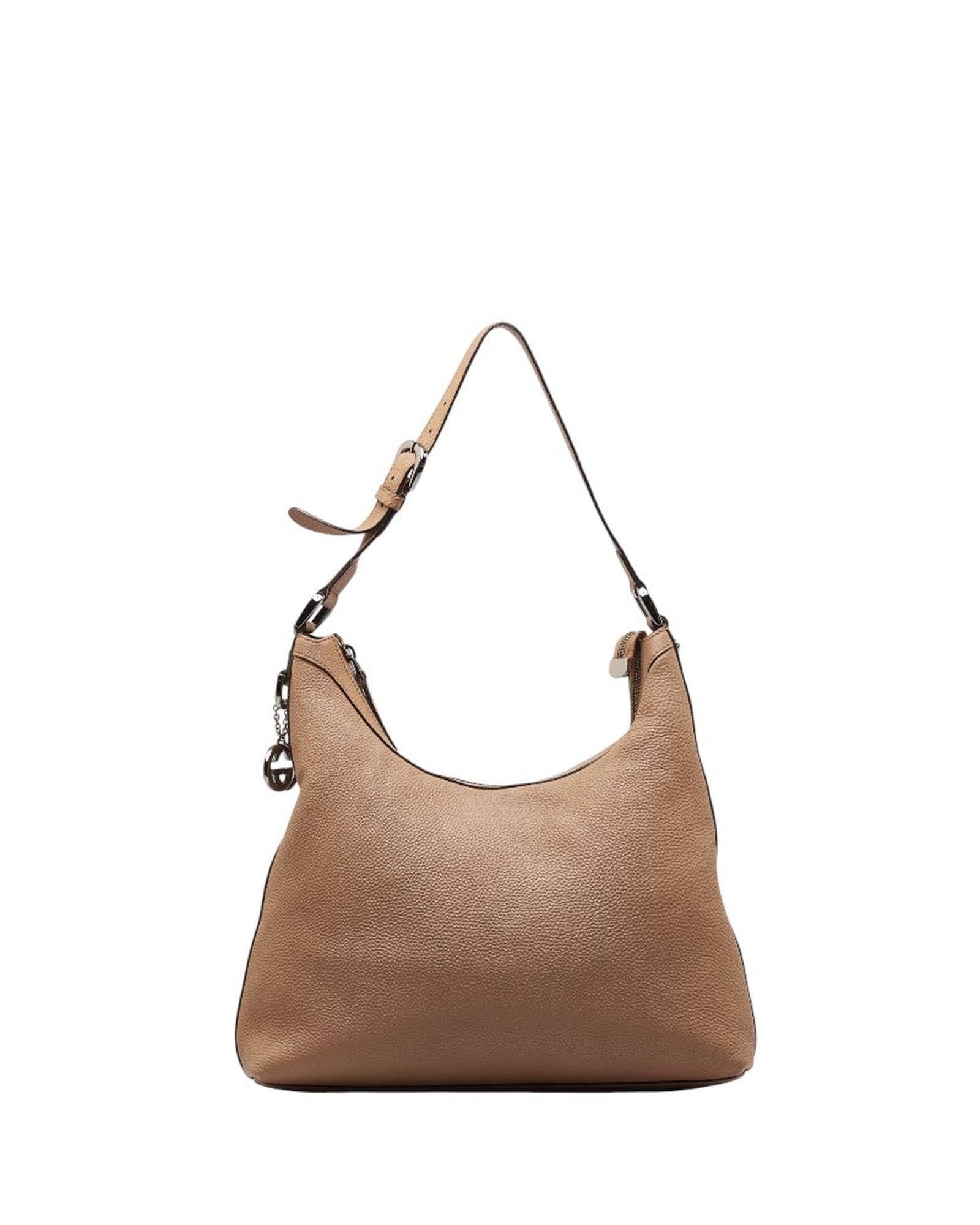 image of Gucci Brown Leather Hobo Bag In Ab Condition, Women's