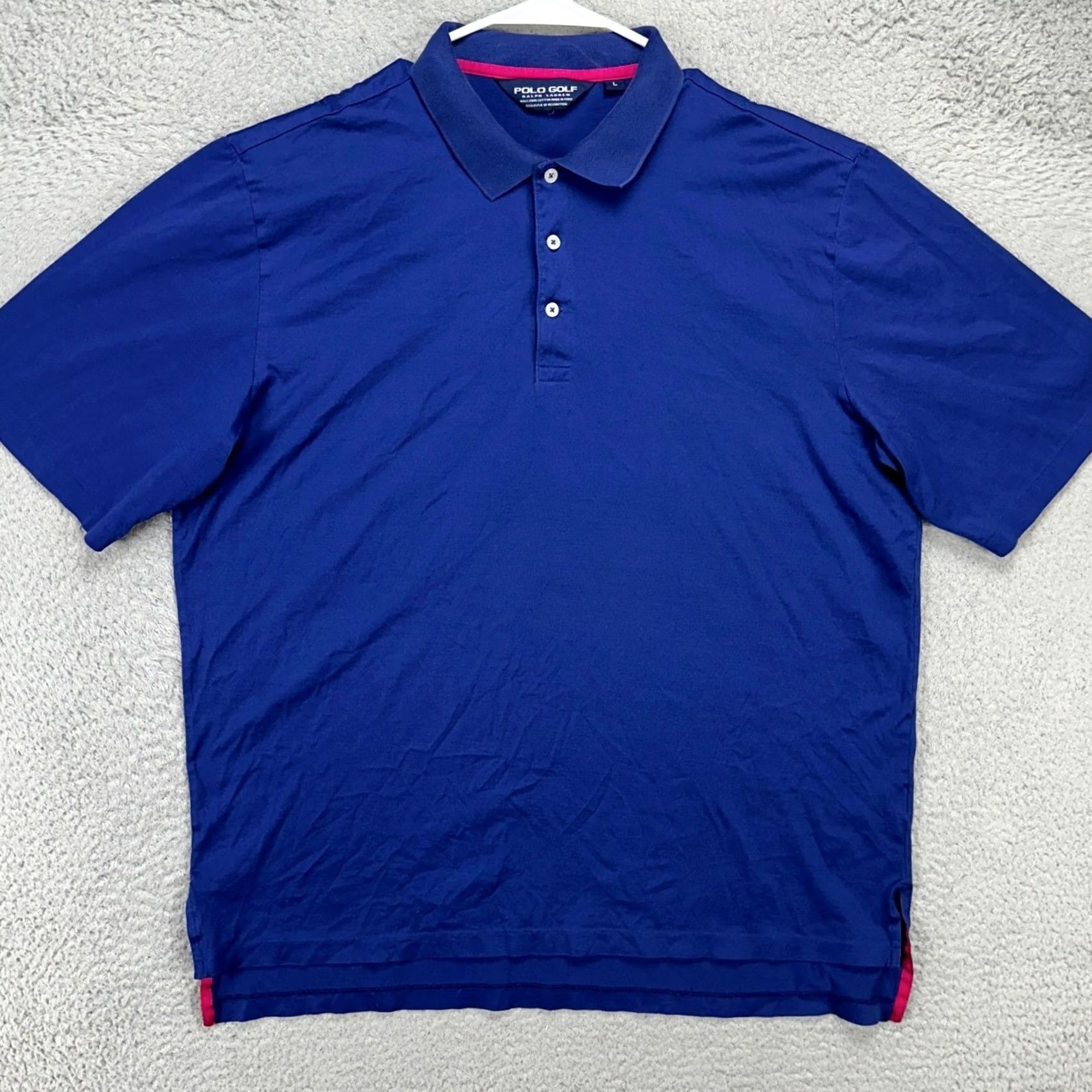 Polo Ralph Lauren Polo Ralph Lauren Mens Golf Shirt Large Blue Short Sleeve Rugby 100% Pima Cotton Size US L / EU 52-54 / 3 - 3 Thumbnail