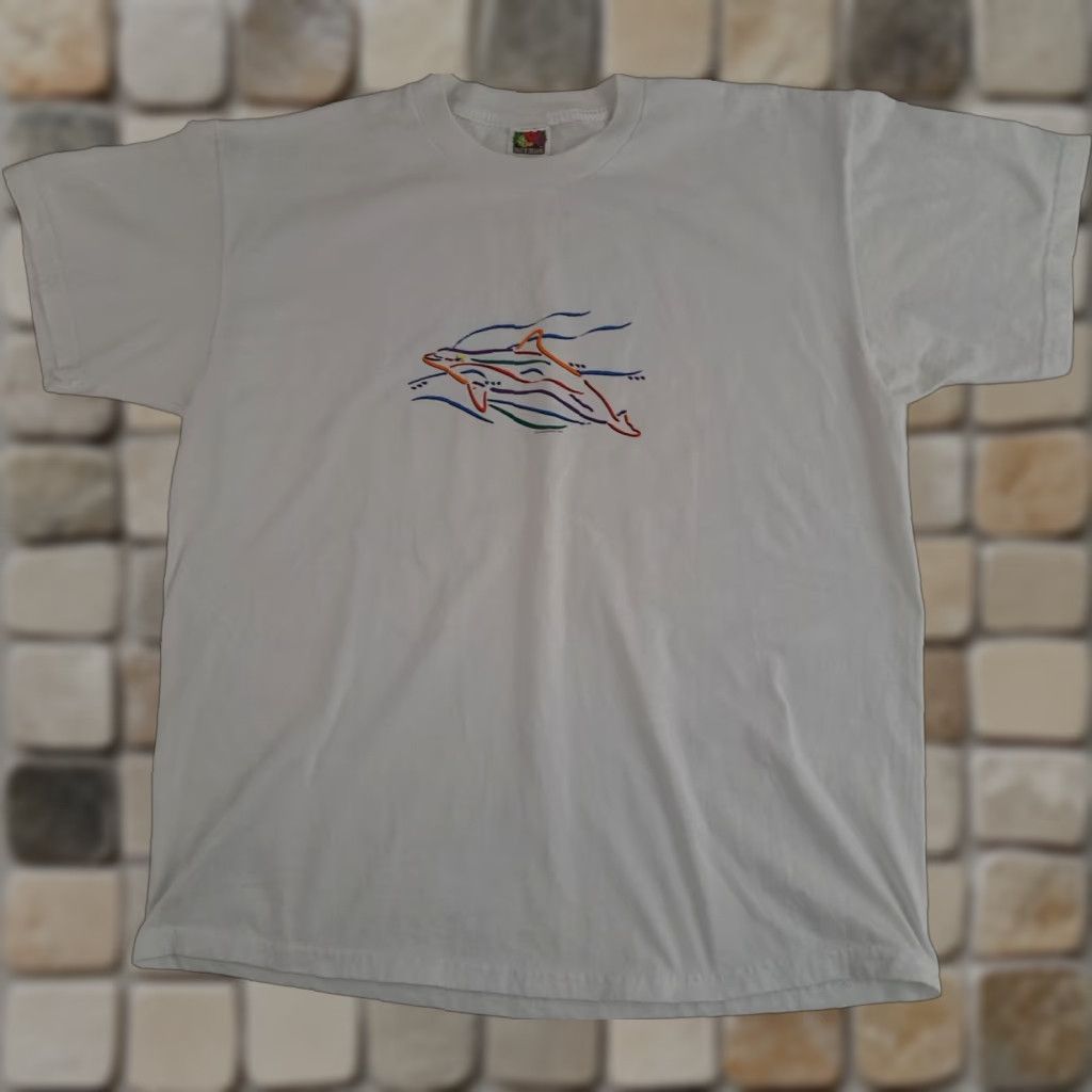 Fruit Of The Loom VINTAGE Porpoise Marine Life Embroidered White T-Shirt Fruit of the Loom XL Shirt Unisex Adults White Embroidered Marine 1990s Mens Womens Size US XL / EU 56 / 4 - 1 Thumbnail