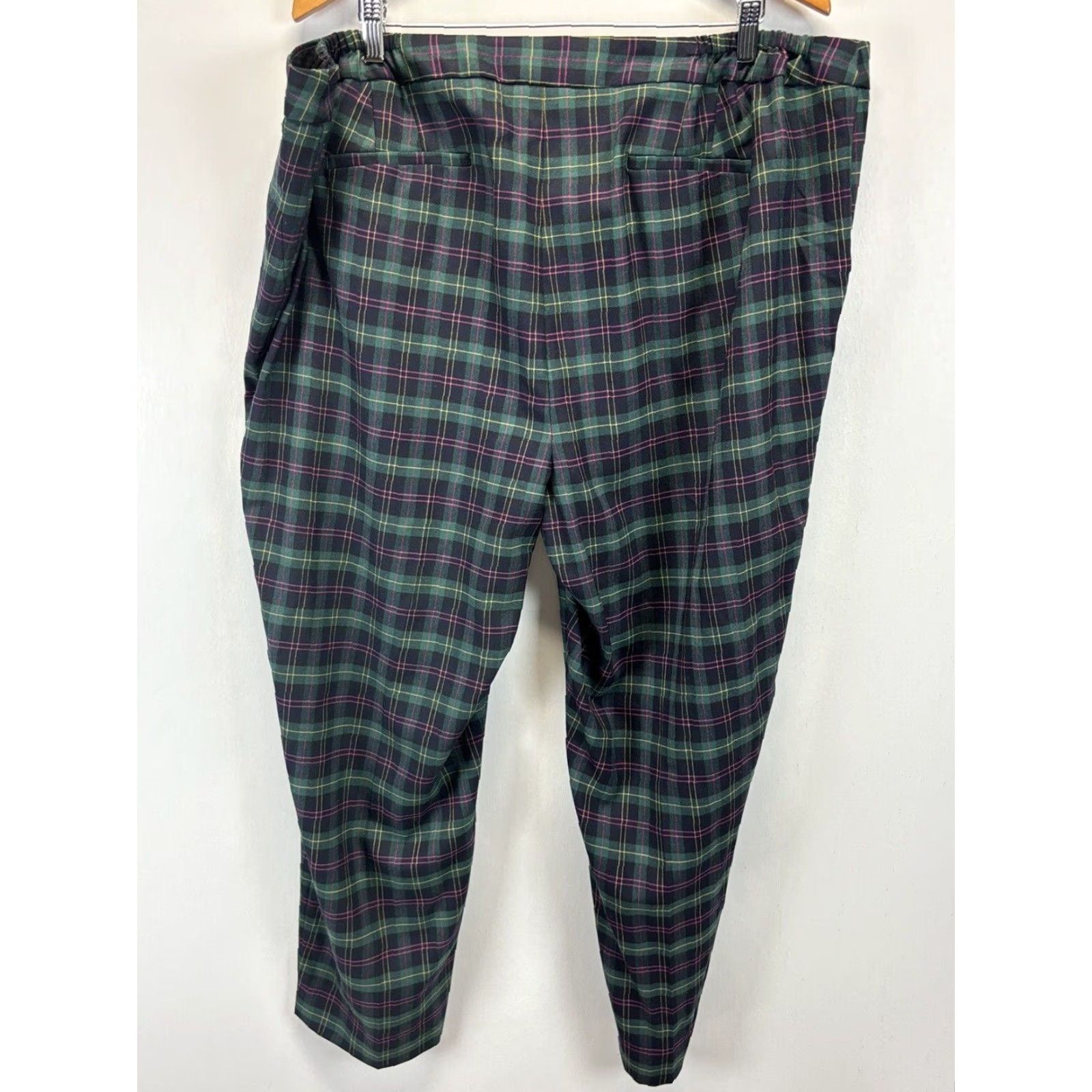 Talbots Talbots Hampshire Ankle Pants Womens 24W Plus Multicolor Plaid Wool Blend Elastic Sides Size 42" / US 20 - 3 Thumbnail