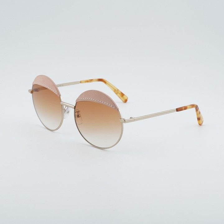 Loewe Loewe LW40007U 33F Sunglasses Gold/Pink Leather Round Frame Size ONE SIZE - 1 Thumbnail