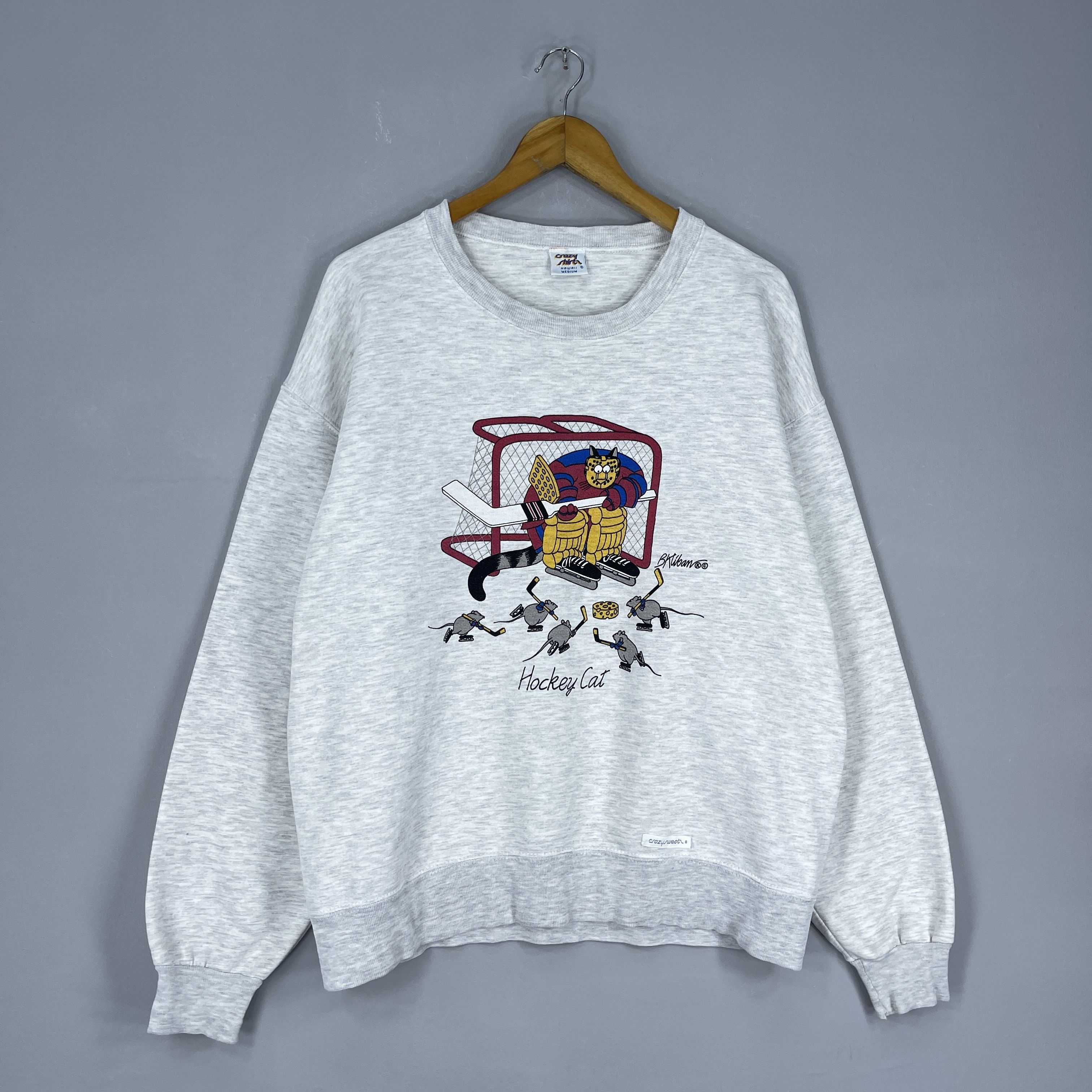 Vintage Vintage B Kliban Cat Playing Hockey Cartoon Sweatshirt Size US M / EU 48-50 / 2 - 4 Thumbnail