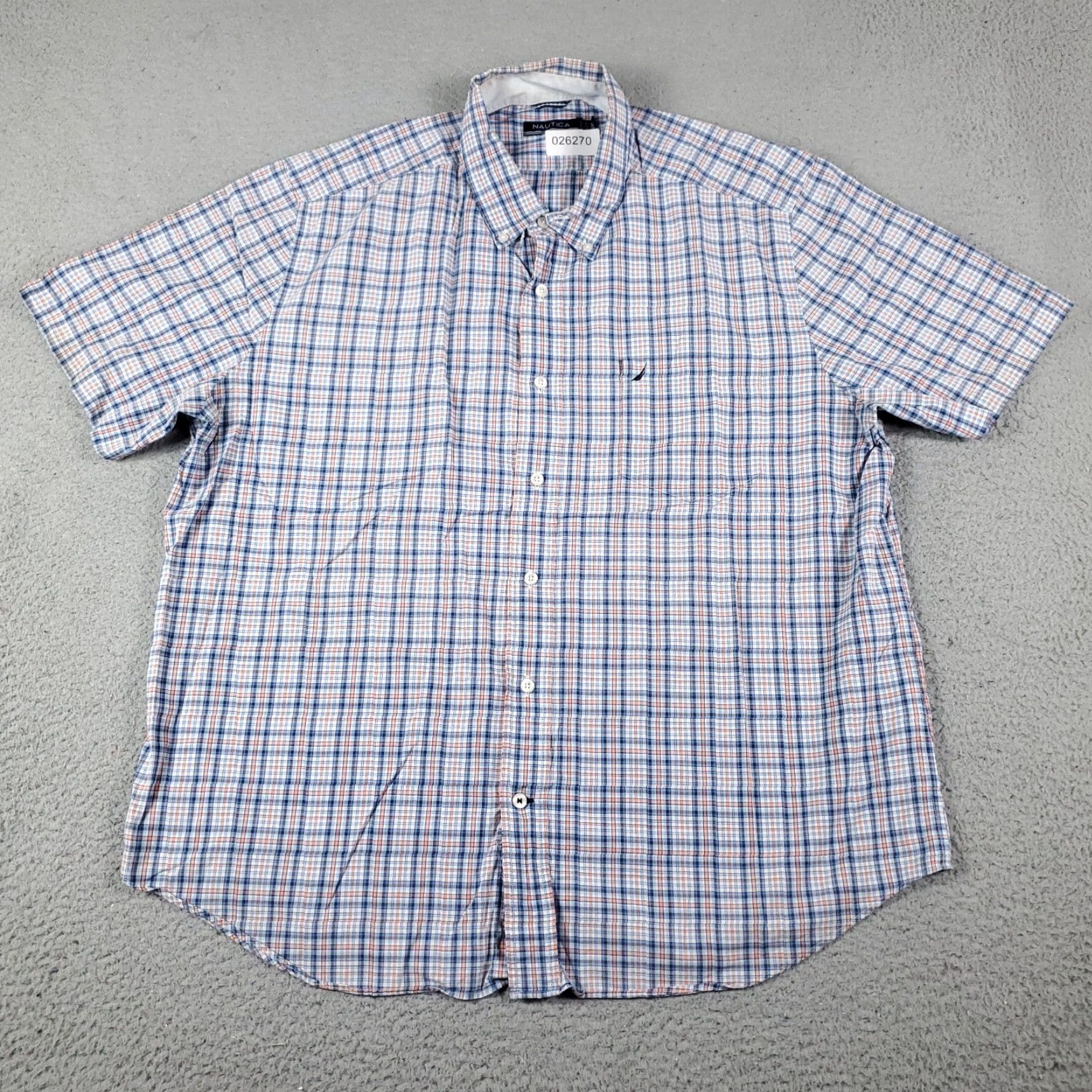 Nautica Nautica Blue Plaid Button-Up Shirt Mens XL Short Sleeve Casual Modern Size US XL / EU 56 / 4 - 3 Thumbnail