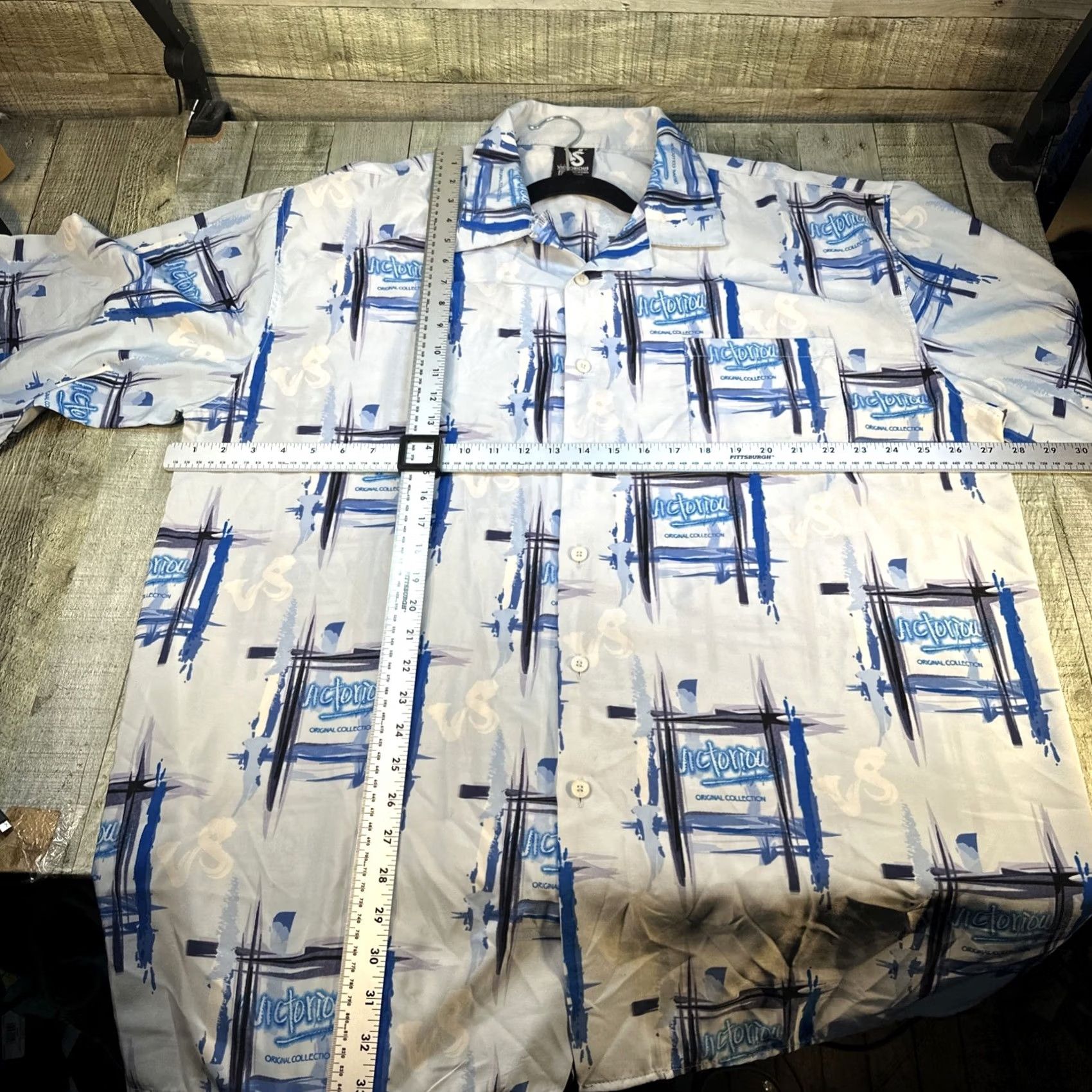 Vintage Victorious Button-Up Shirt Mens 2XL Blue Abstract Print Short Sleeve Streetwear Shirt Size US XXL / EU 58 / 5 - 3 Thumbnail