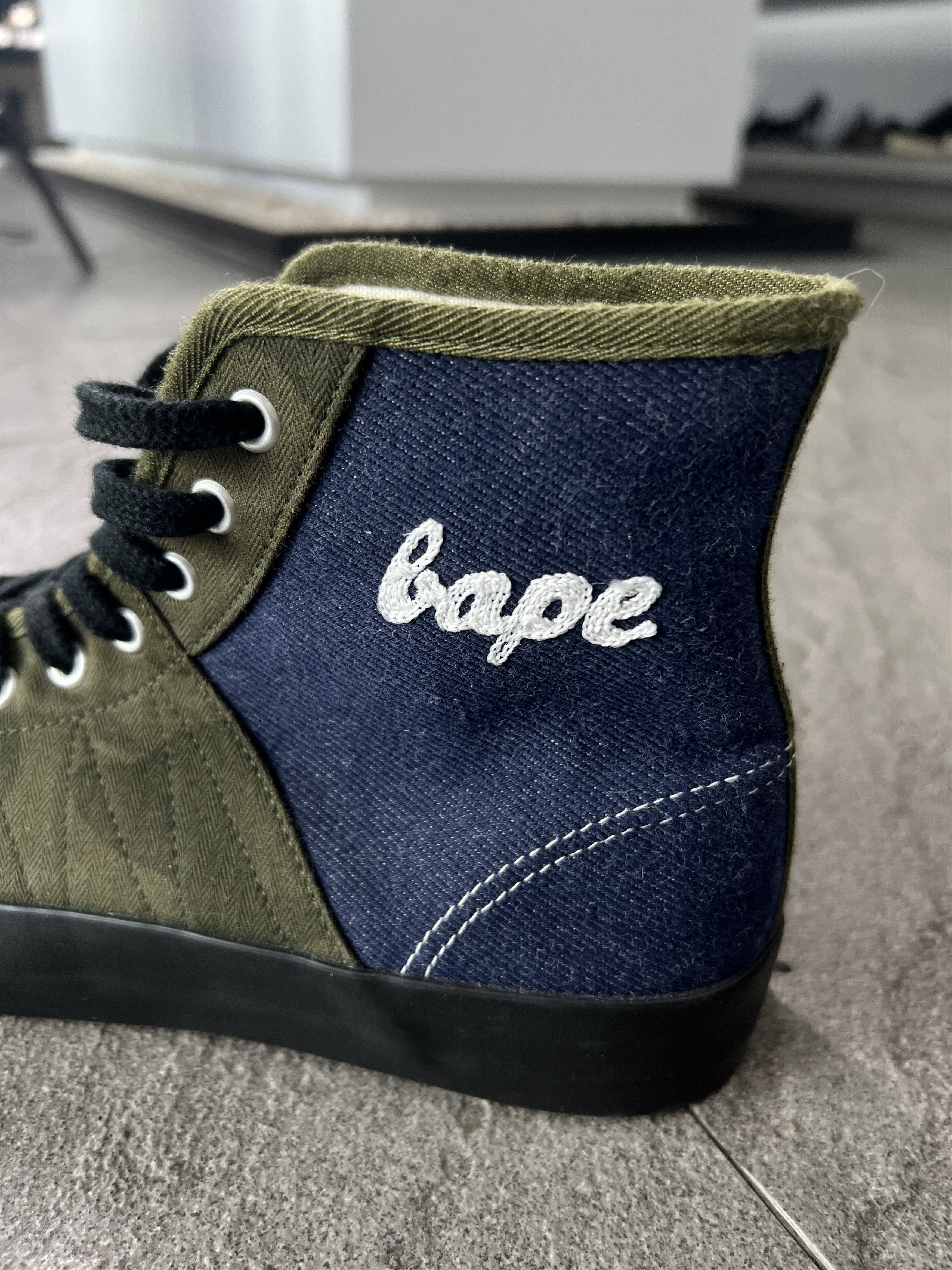 Bape BAPE STA High Top Canvas Sneakers Olive Navy US 8.5 Size US 8.5 / EU 41-42 - 8 Thumbnail