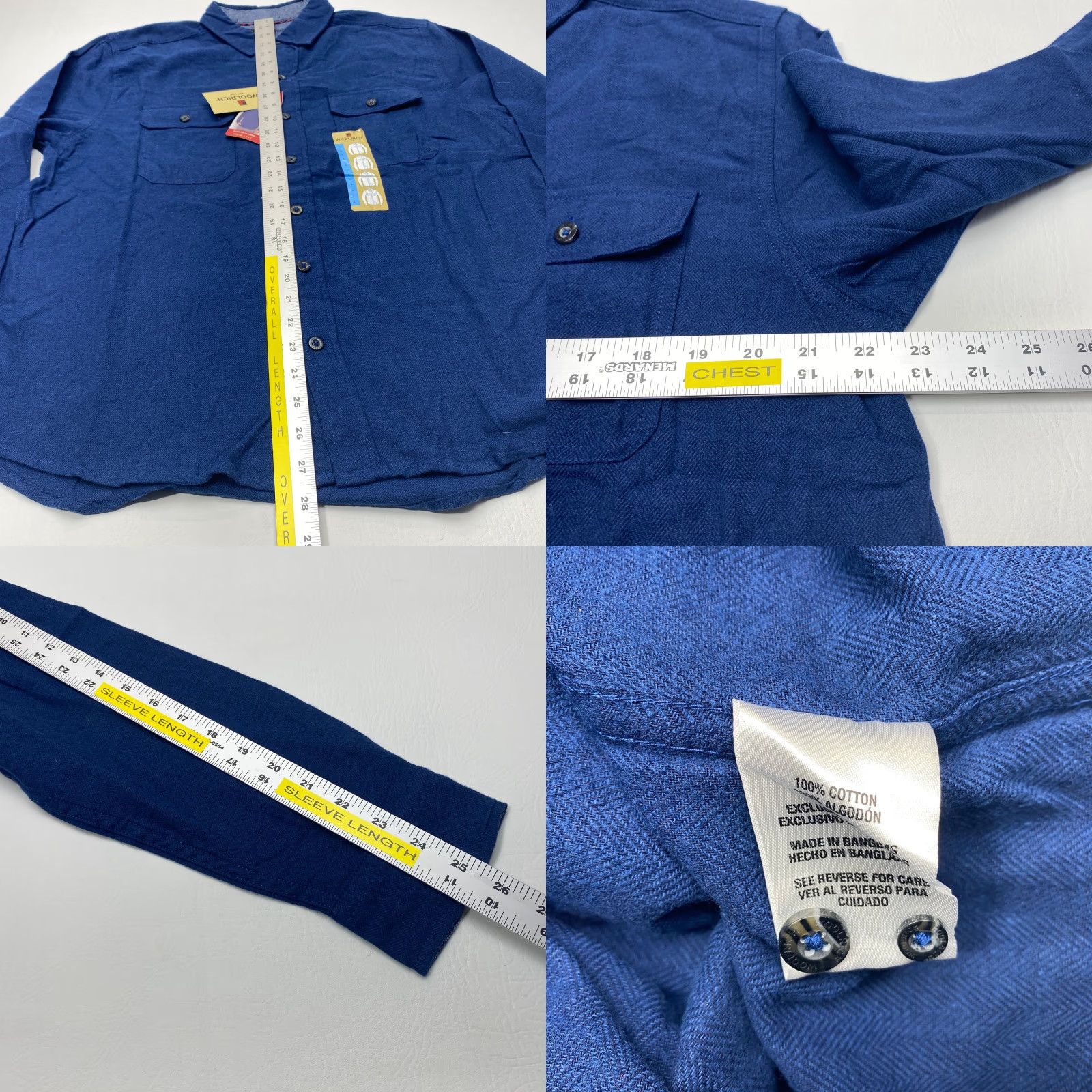Vintage Woolrich Shirt Mens Large Blue Herringbone Flannel Button Up Brushed Cotton Size US L / EU 52-54 / 3 - 8 Thumbnail