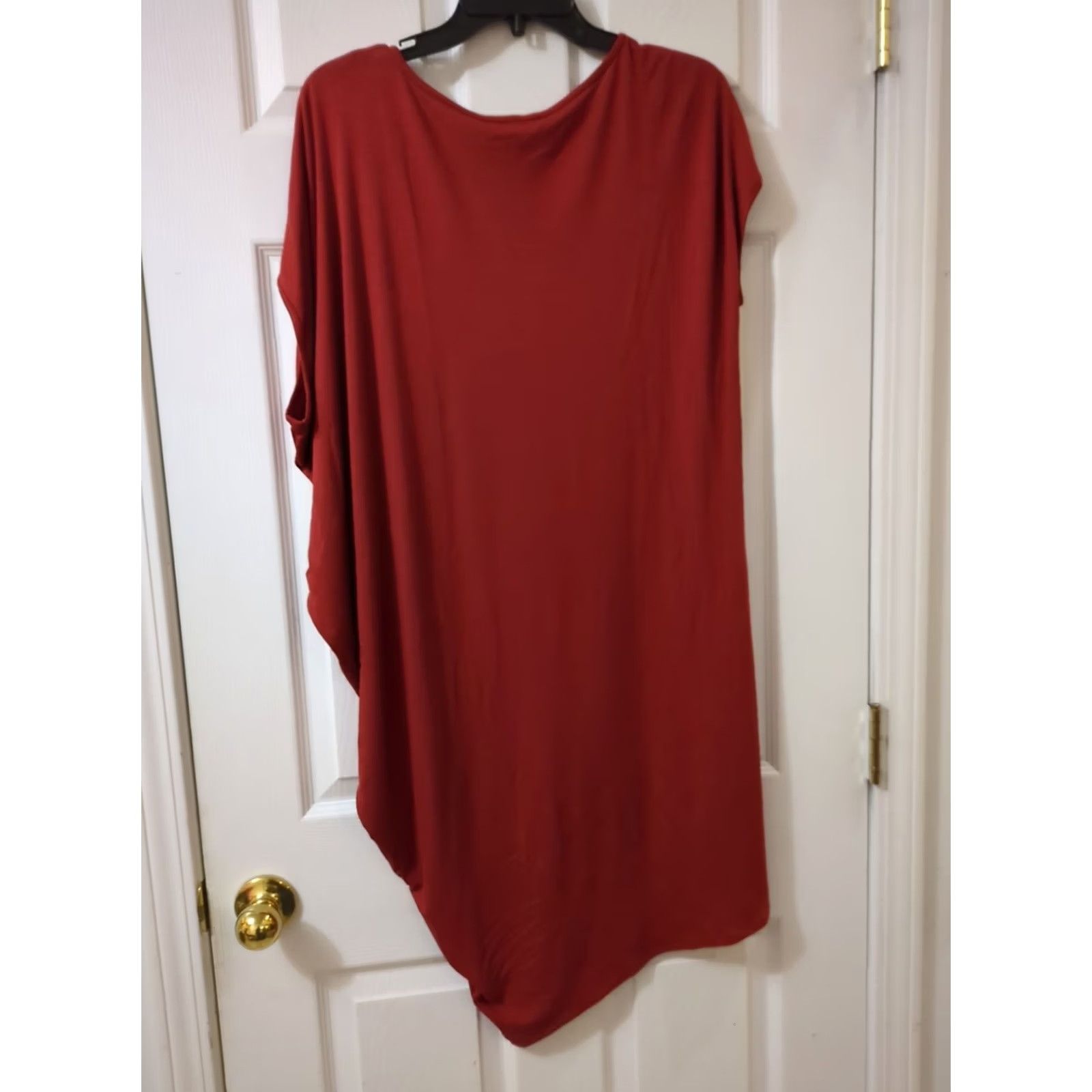 Eileen Fisher Eileen Fisher Shift Dress Jersey Asymmetrical Knee Length S Womens Brick Red 95% viscose 5% spandex Size S / US 4 / IT 40 - 5 Thumbnail