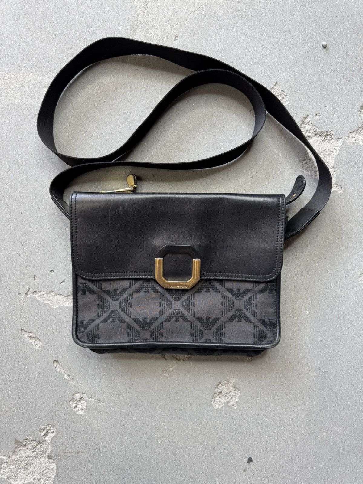 Emporio Armani Emporio Armani Mens Black Leather Bag Shoulder Size ONE SIZE - 1 Thumbnail