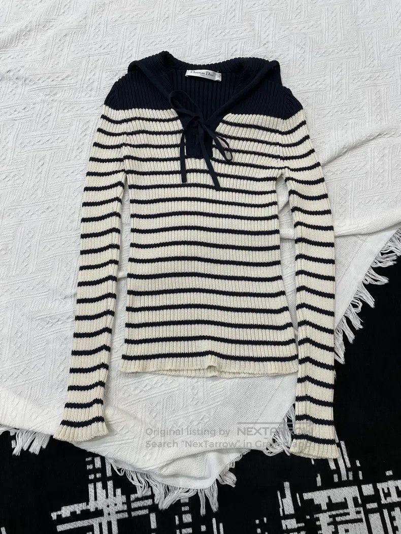 Dior Dior Navy collar striped knitted long sleeves Size XS / US 0-2 / IT 36-38 - 1 Thumbnail