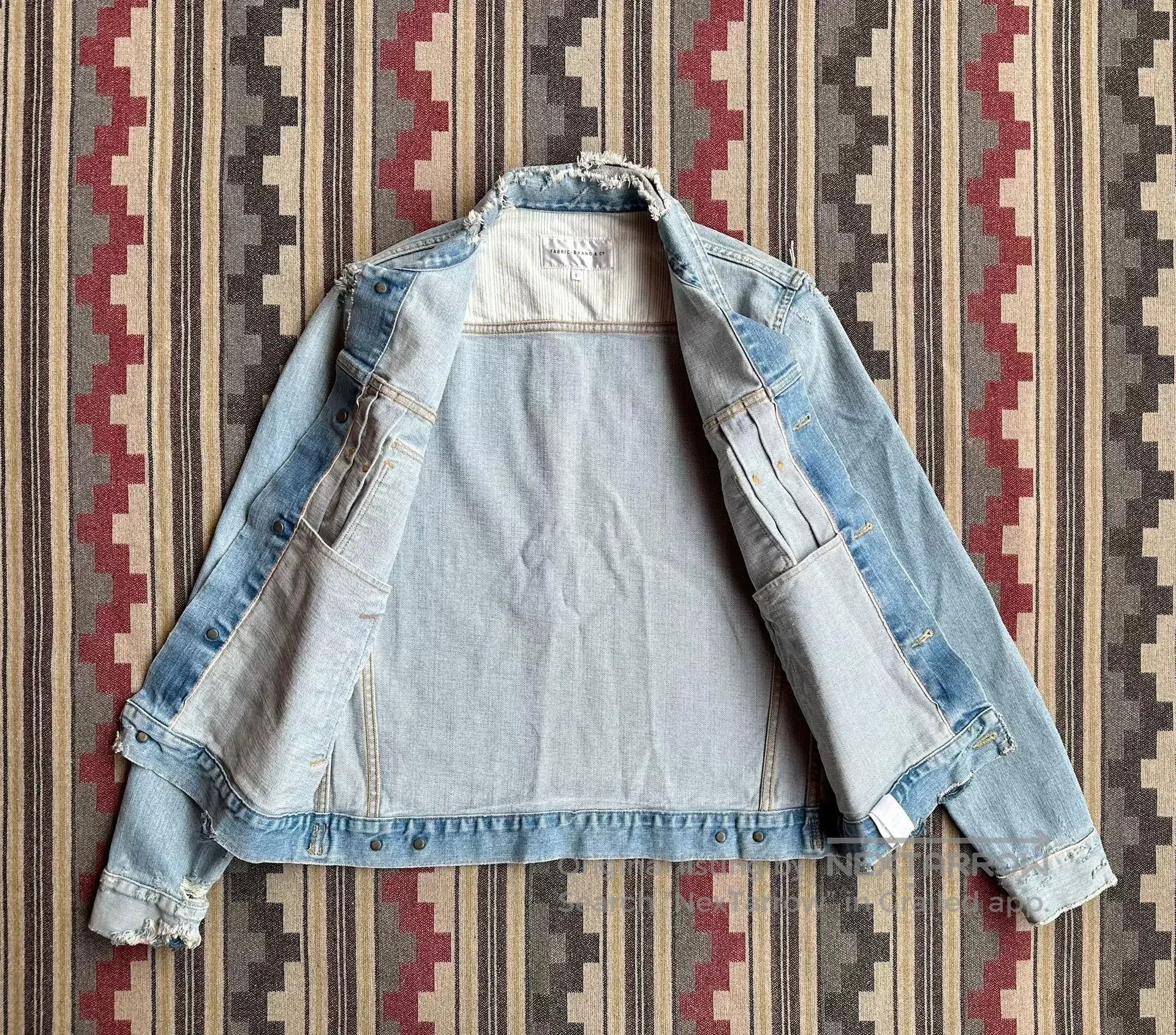 Fabric Brand & Co. denim jacket with distressed details. Size US S / EU 44-46 / 1 - 3 Thumbnail