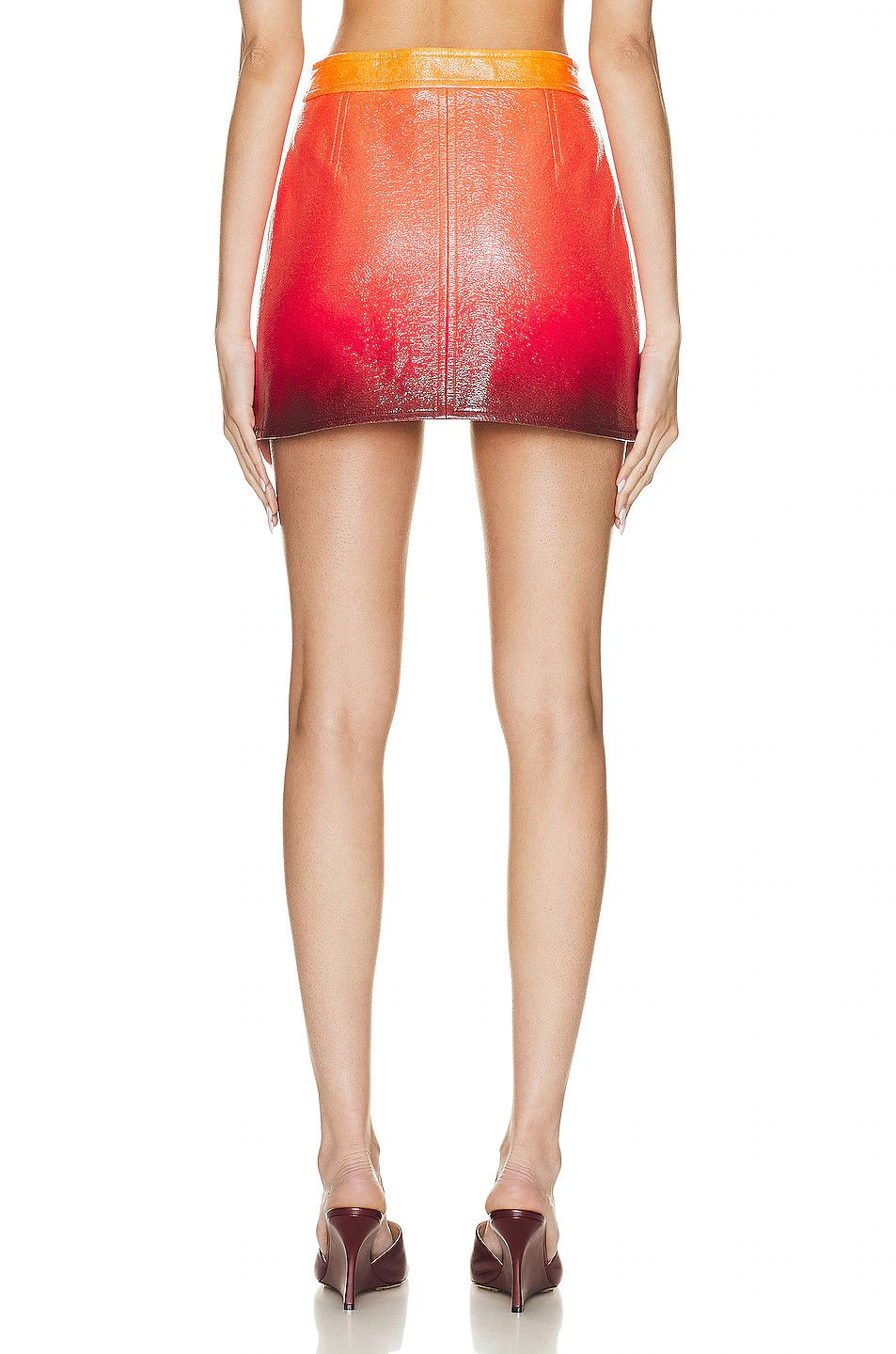 Courreges o1mle0824 Gradient Sunset Iconic Vinyl Skirt in Orange Size 26" / US 2 / IT 38 - 2 Thumbnail