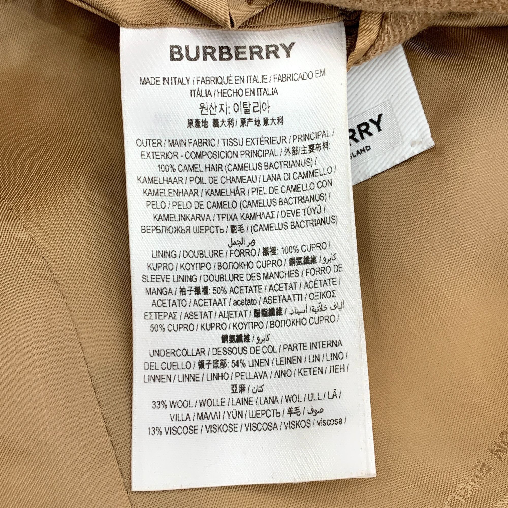 Burberry Burberry Mens Camel Wool & Cashmere Overcoat Size M / US 6-8 / IT 42-44 - 6 Thumbnail