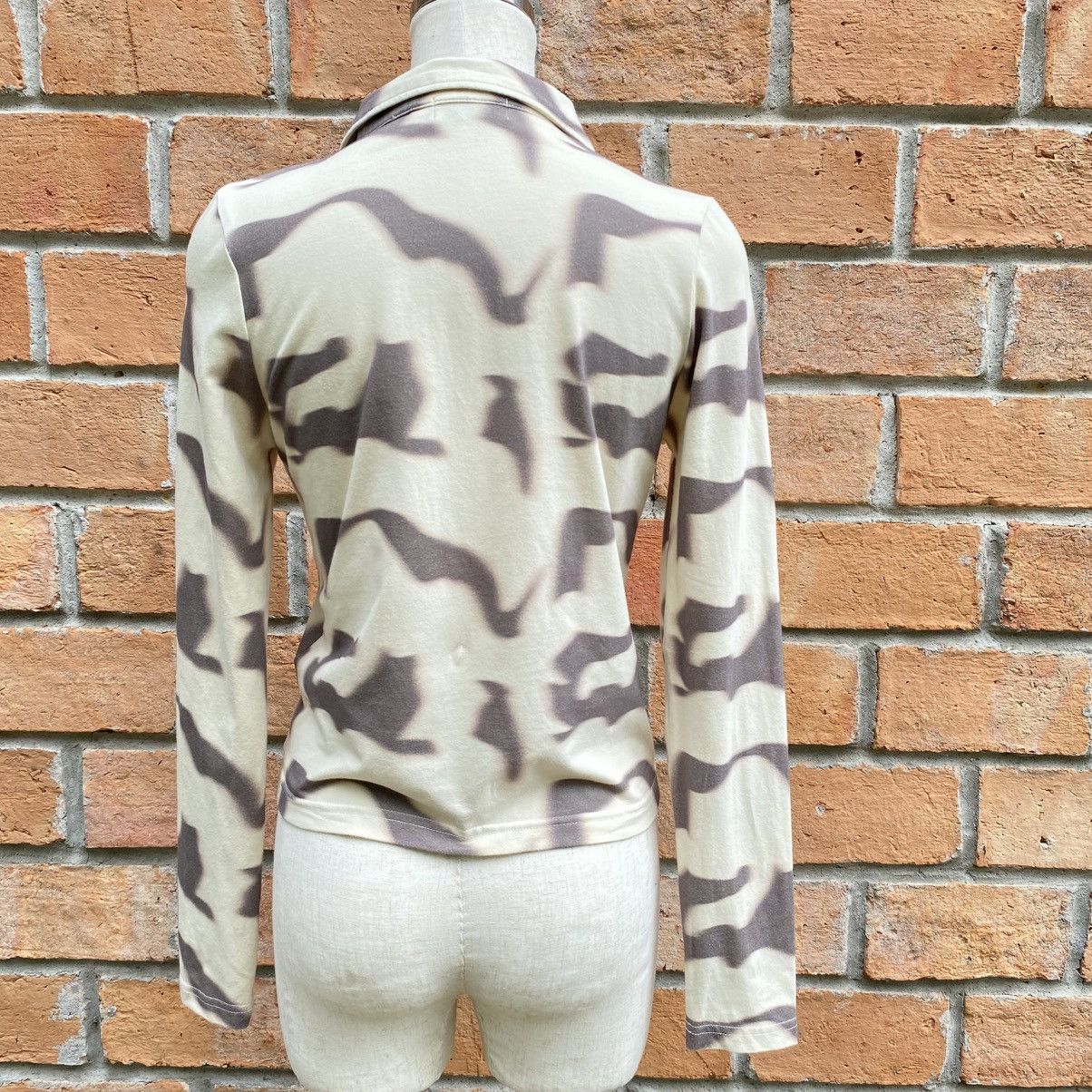Designer LAGUA GEM Desert Toned Abstract Print Blouse Size S / US 4 / IT 40 - 4 Thumbnail