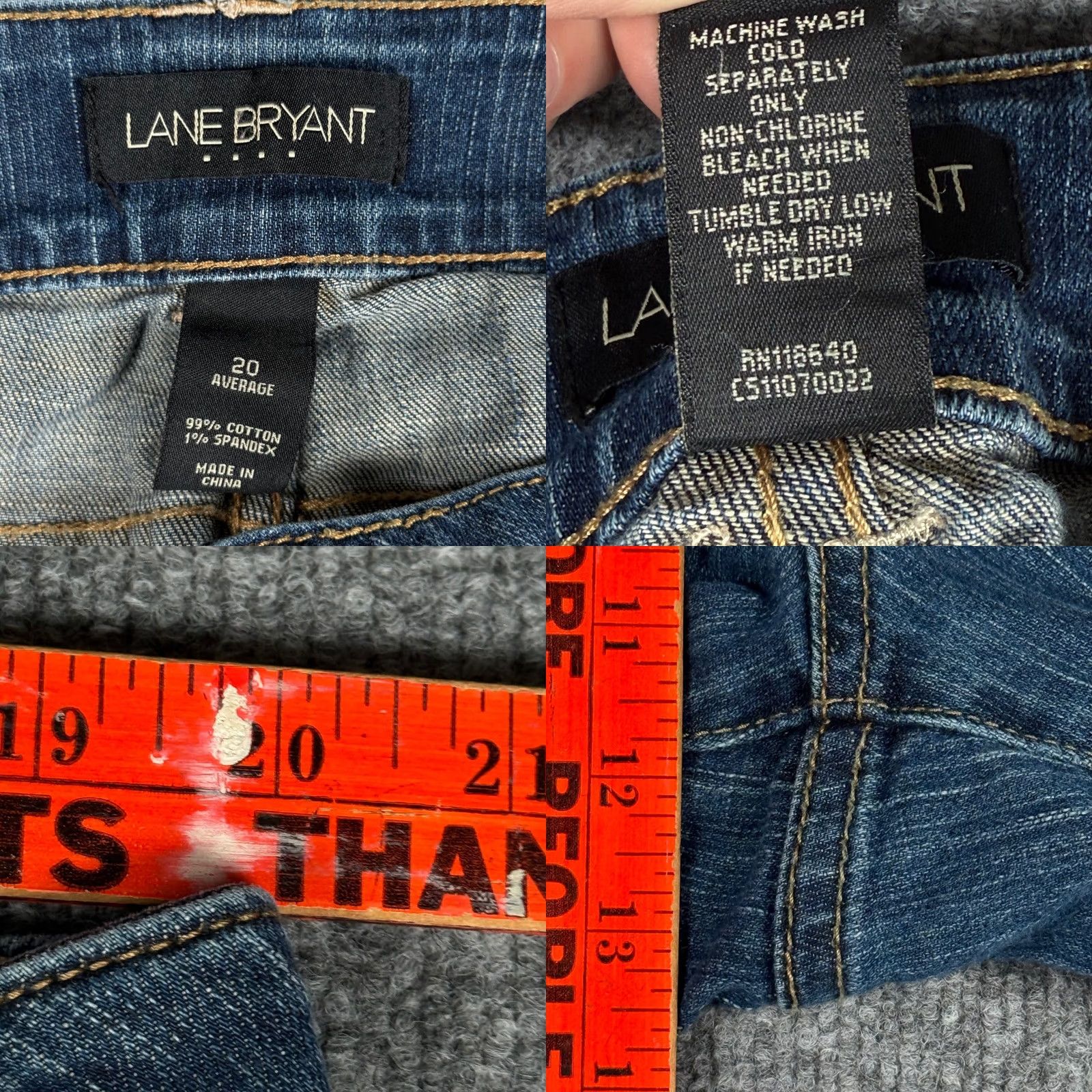 Vintage Lane Bryant Jeans Womens Size 20 Bootcut Pants Trendy Distressed Denim Stretch Size 42" / US 20 - 8 Thumbnail