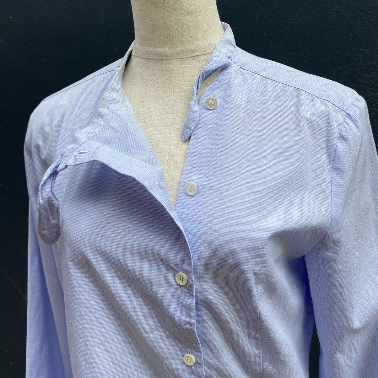 Issey Miyake I.S. Light Blue Asymmetrical Button-Up Blouse Size M / US 6-8 / IT 42-44 - 8 Thumbnail