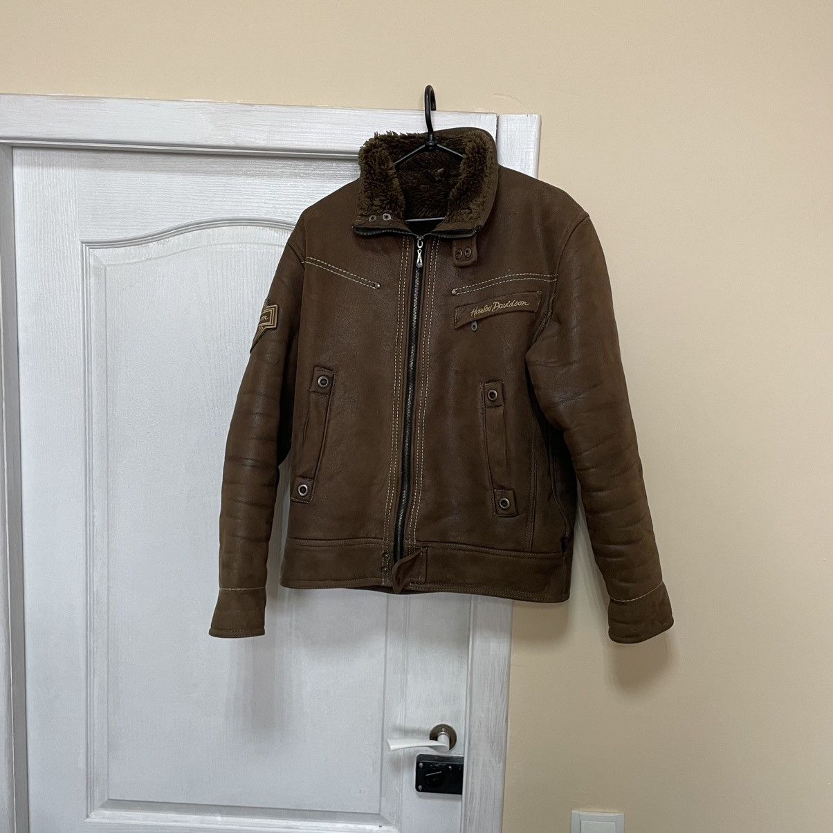 Harley Davidson × Vintage 90s brown Vintage Harley Davidson Jacket bomber ma1 avia fly Size US M / EU 48-50 / 2 - 2 Thumbnail
